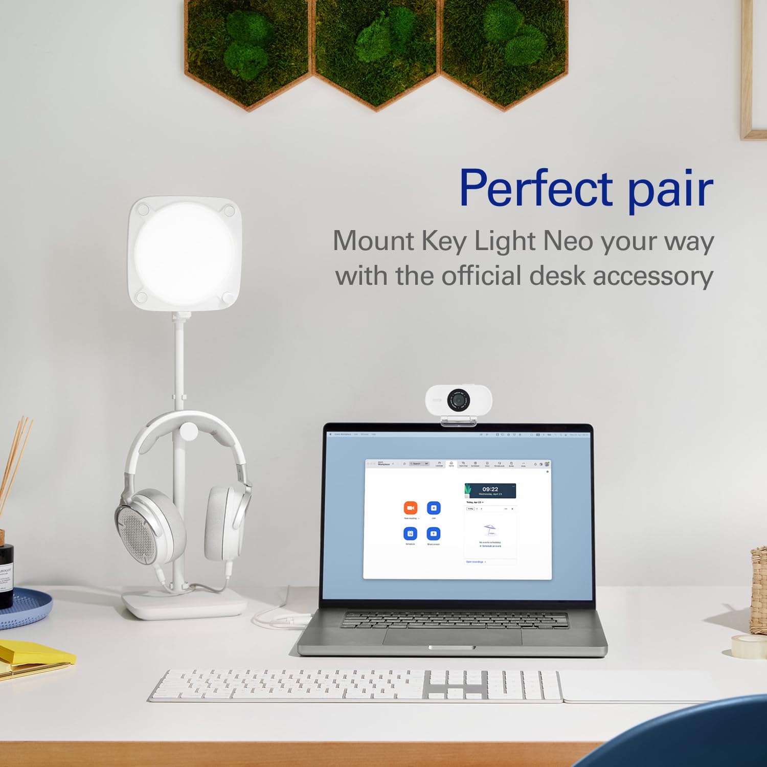 elgato-neo-stand-desk-mount-for-key-light-neo-weighted-base-headset-holder-white image 5