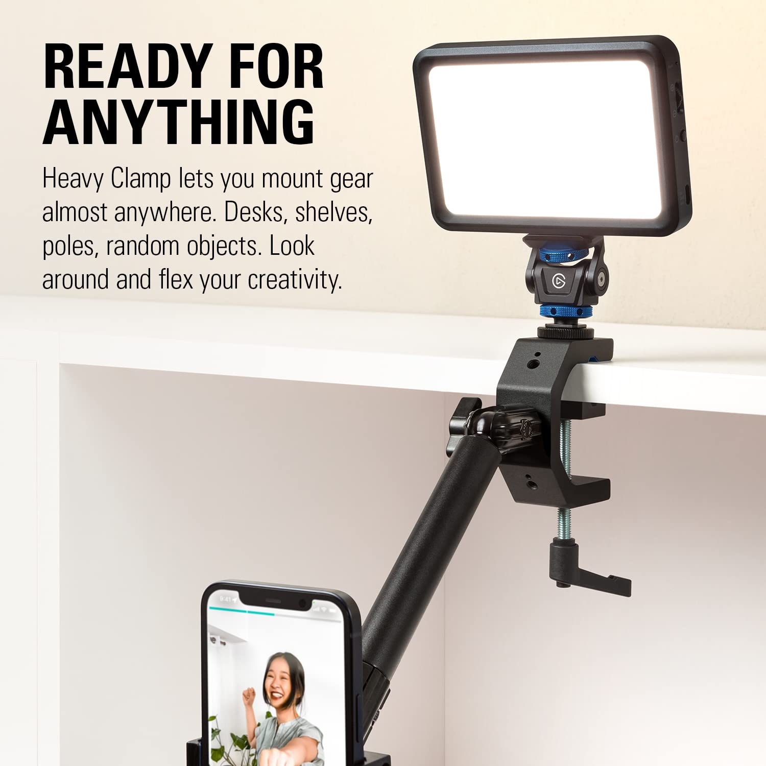 elgato-heavy-clamp-professional-mount-with-ball-head-4x-1-4-threads-padded-jaws- image 2