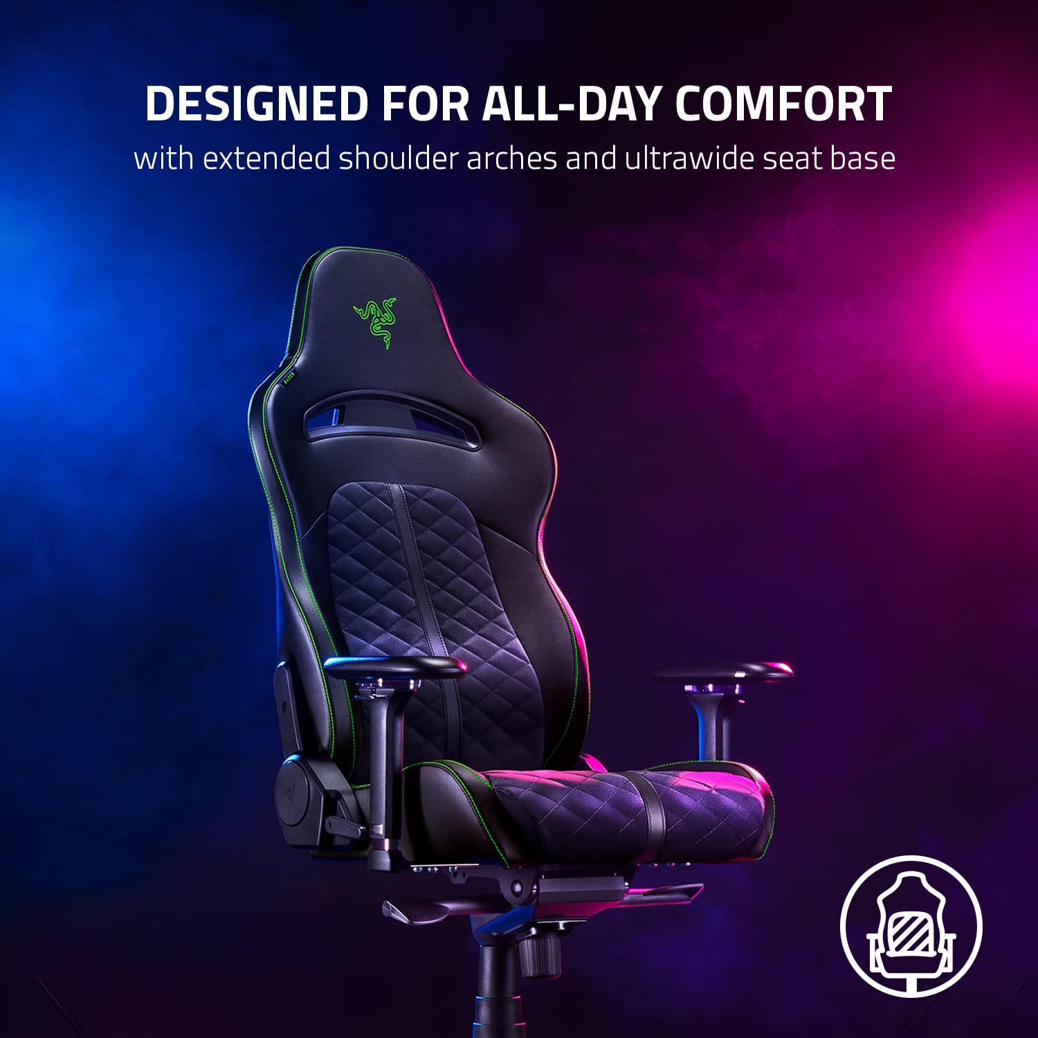 razer-enki-gaming-chair-all-day-comfort-with-built-in-lumbar-arch-152-recline-bl image 3