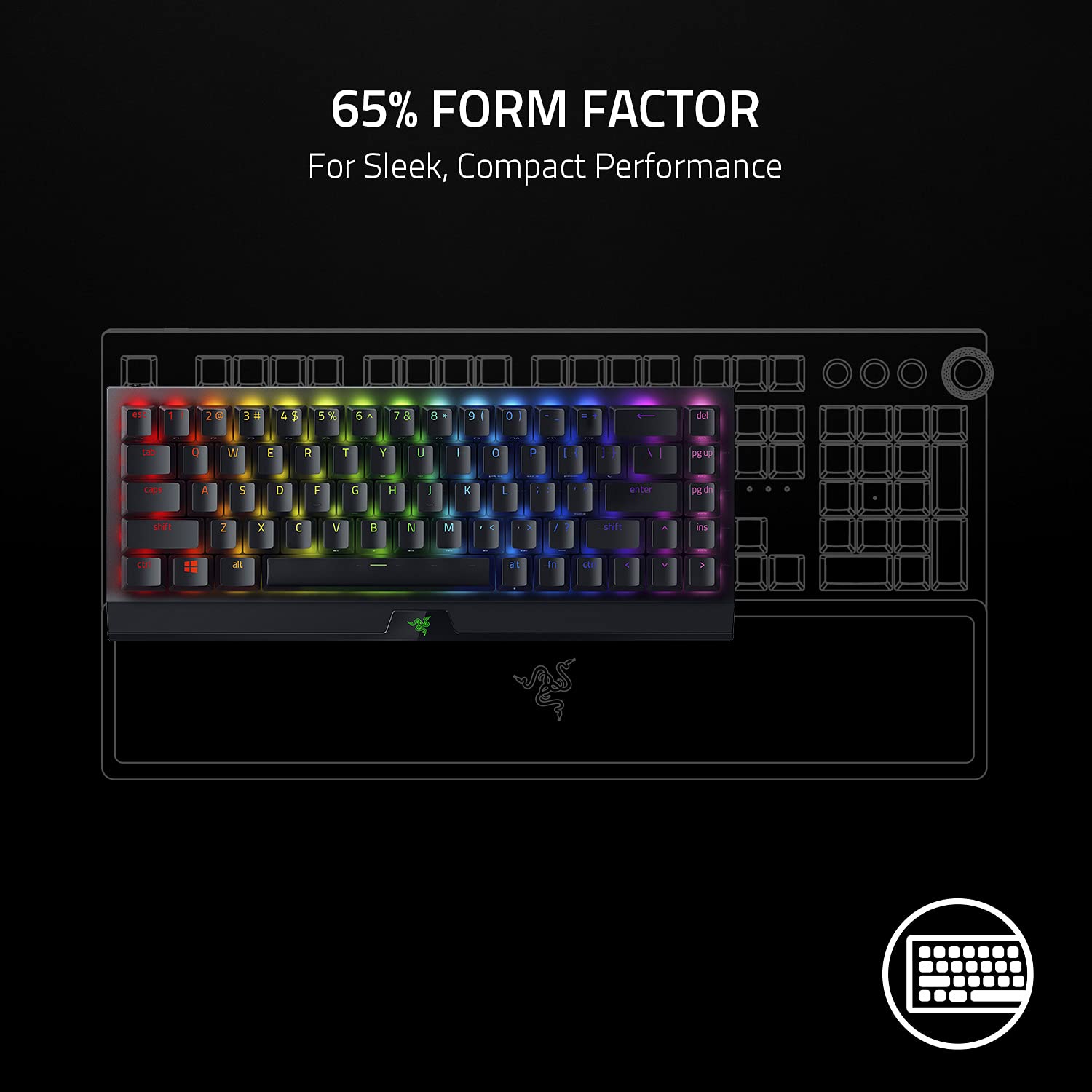 razer-blackwidow-v3-mini-hyperspeed-65-wireless-mechanical-keyboard-green-switch image 2