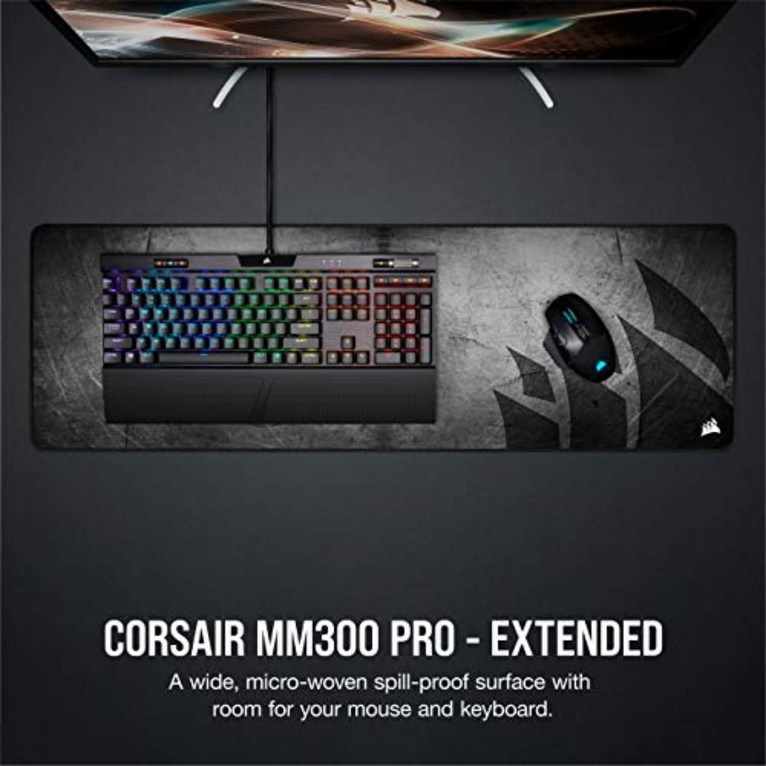 corsair-mm300-pro-premium-spill-proof-cloth-gaming-mouse-pad-extended-930mm-x-30 image 2