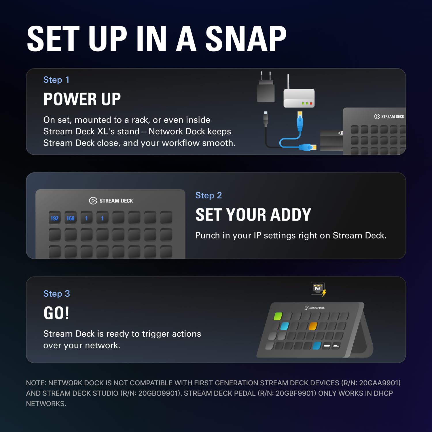 elgato-network-dock-for-stream-deck-ethernet-adapter-poe-or-usb-c-powered-on-dev image 3