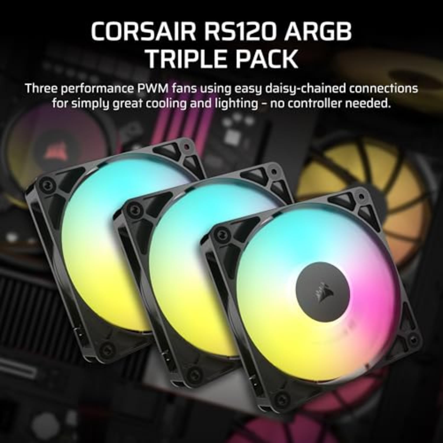 corsair-rs120-argb-120mm-pwm-fans-triple-pack-daisy-chain-low-noise-magnetic-dom image 2