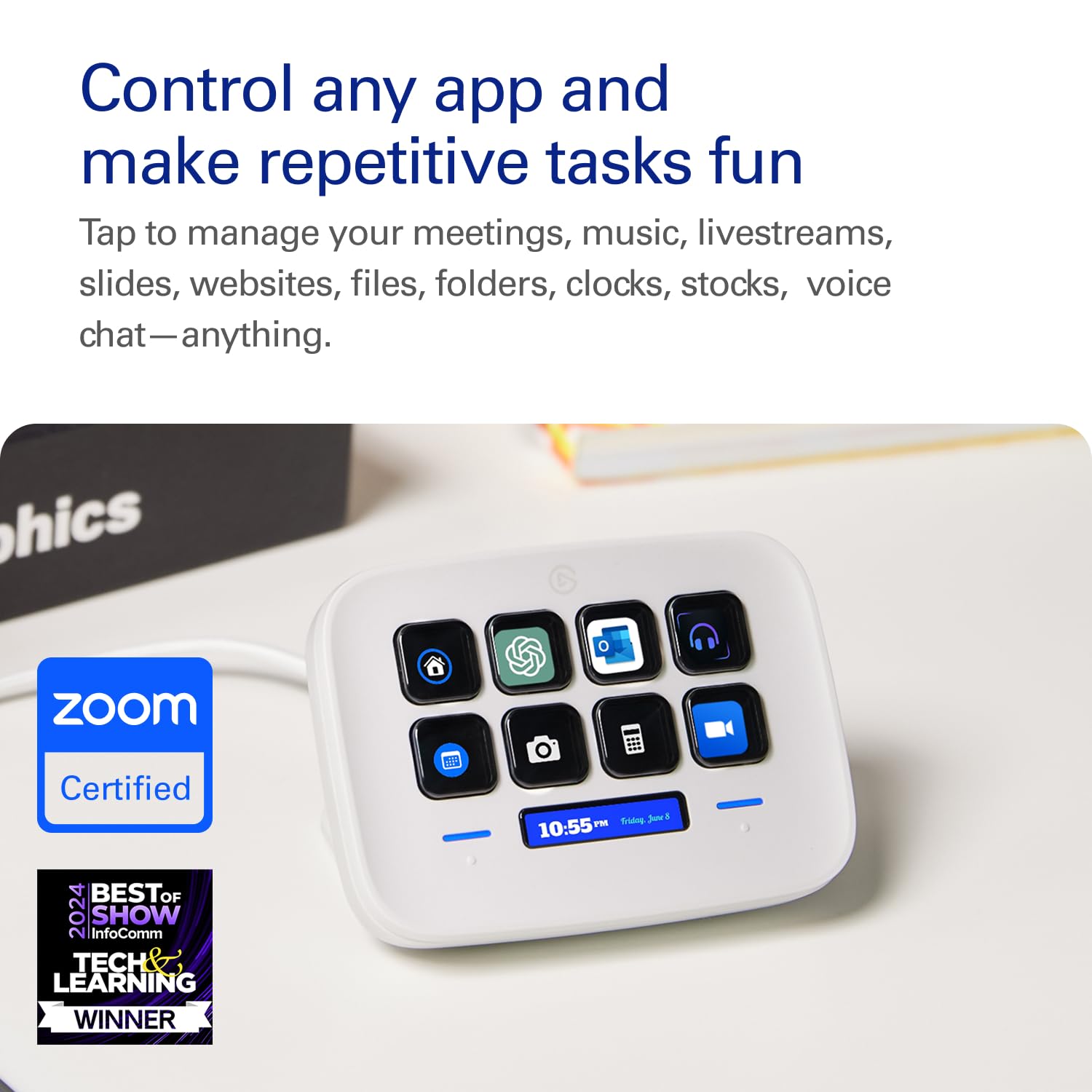 elgato-stream-deck-neo-8-customizable-keys-2-touch-points-automates-tasks-works- image 2