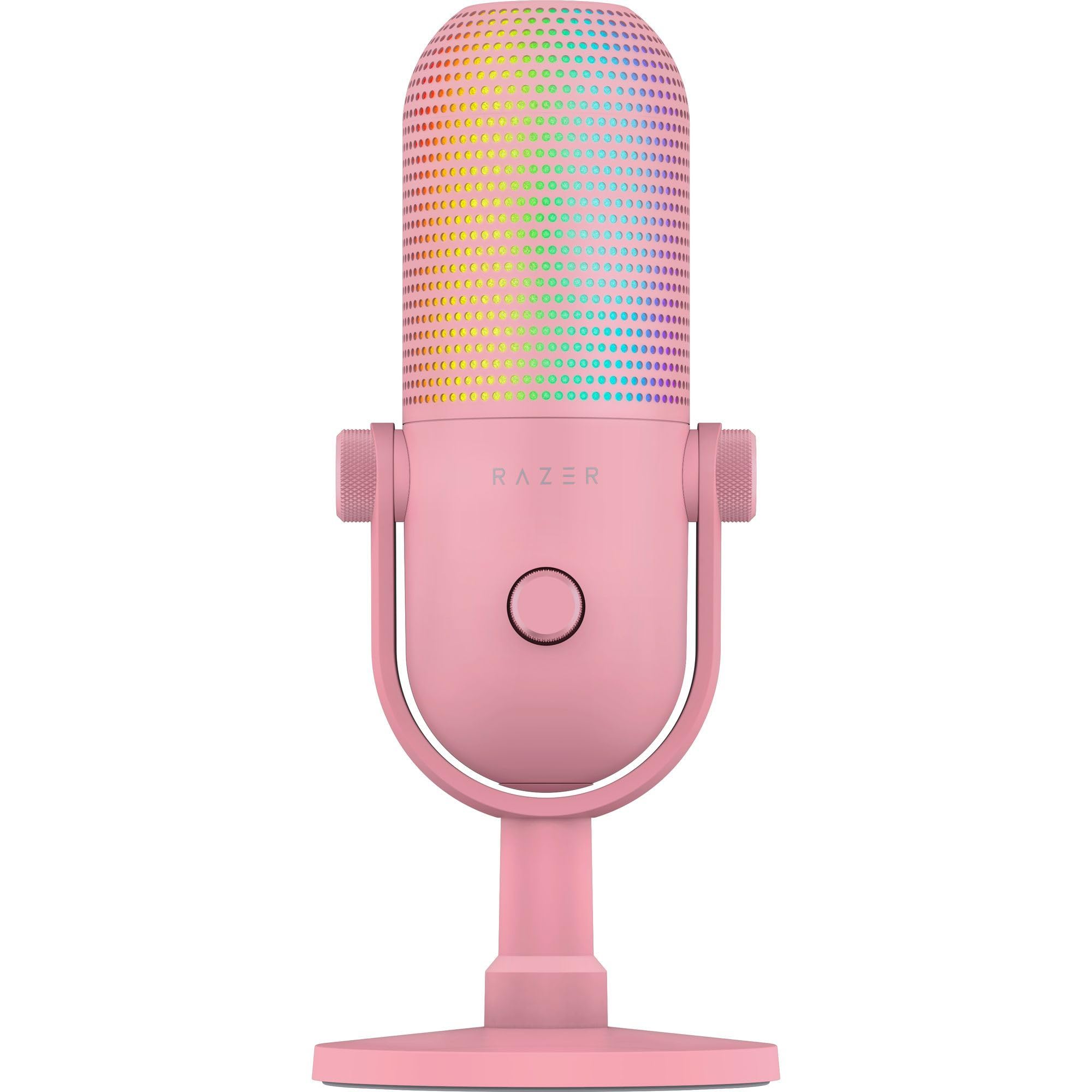razer-seiren-v3-chroma-32-bit-dsp-usb-c-microphone-for-pc-quartz-pink-ai-audio-p image 1