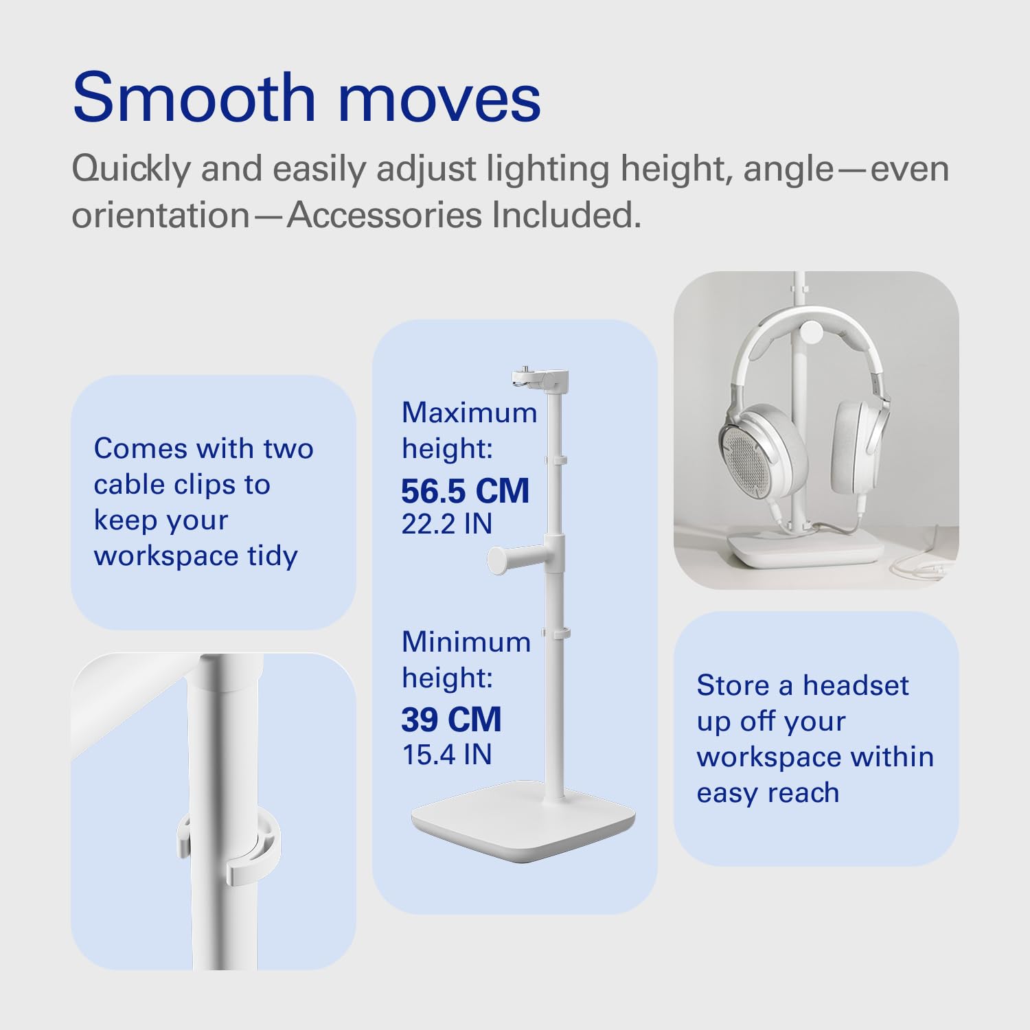 elgato-neo-stand-desk-mount-for-key-light-neo-weighted-base-headset-holder-white image 3