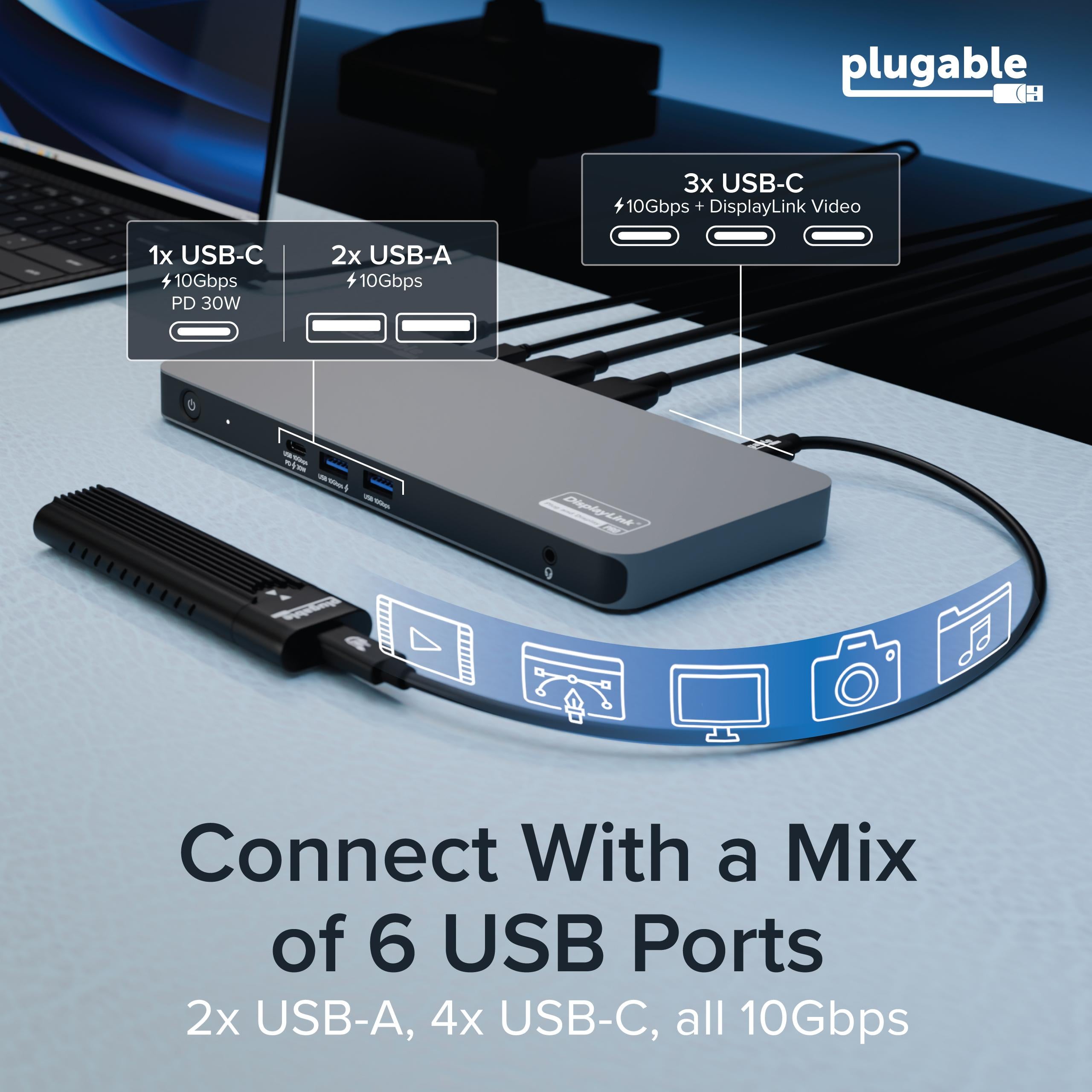 plugable-usb-c-5-display-docking-station-with-hdmi-2-1-and-140w-charging image 8