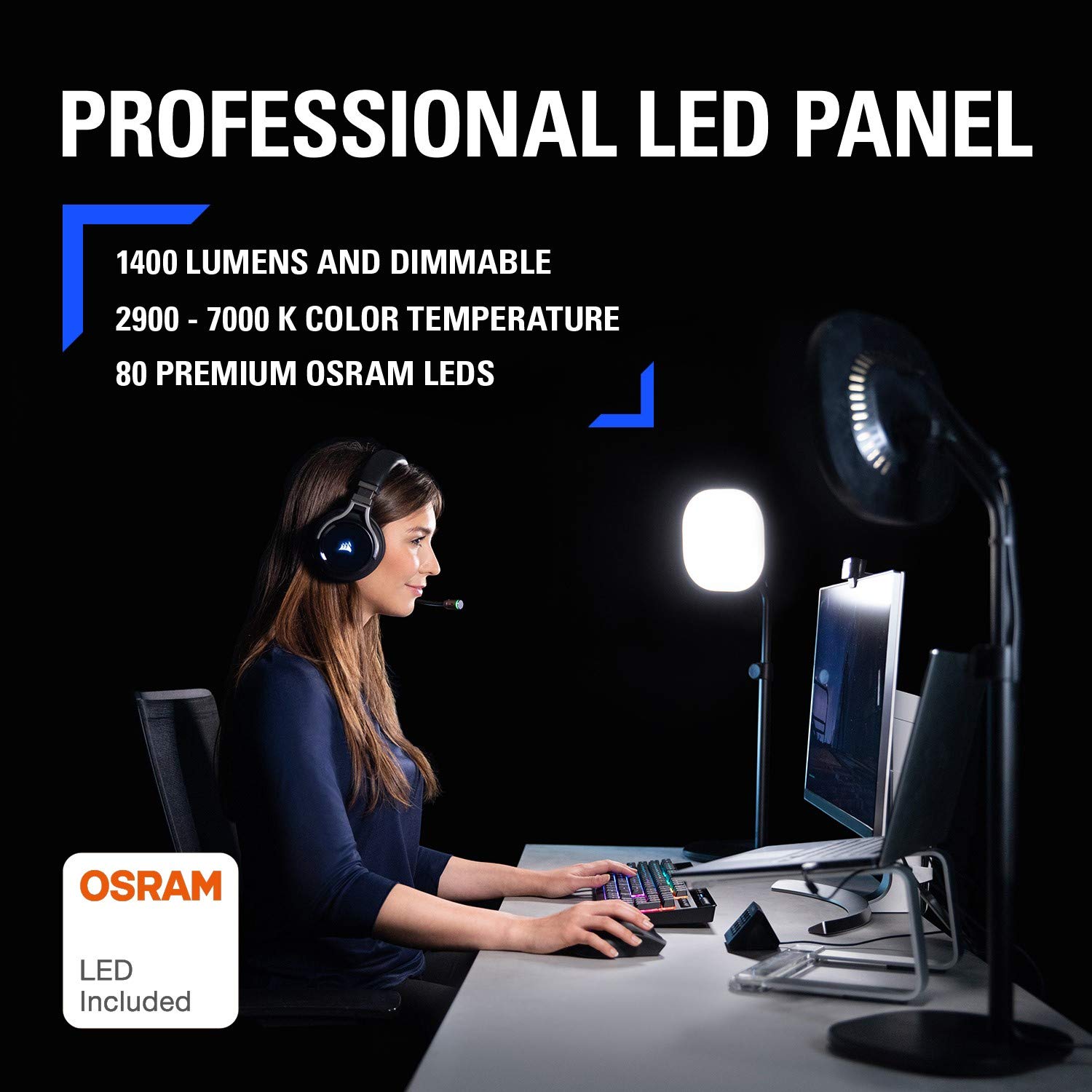 elgato-key-light-air-professional-1400-lumen-desk-light-for-streaming-broadcasti image 3