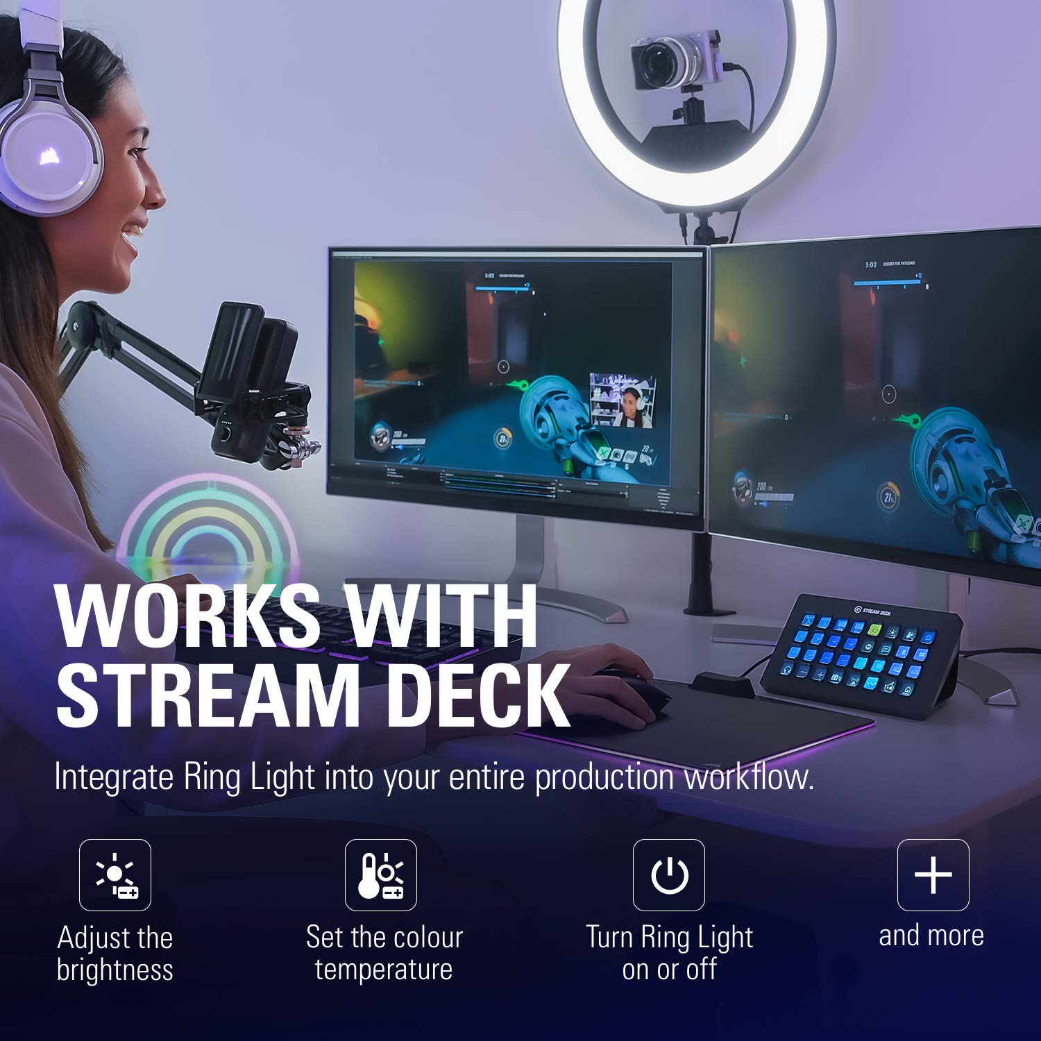 elgato-ring-light-2500-lumens-adjustable-color-temp-desk-clamp-ball-mount-app-co image 7