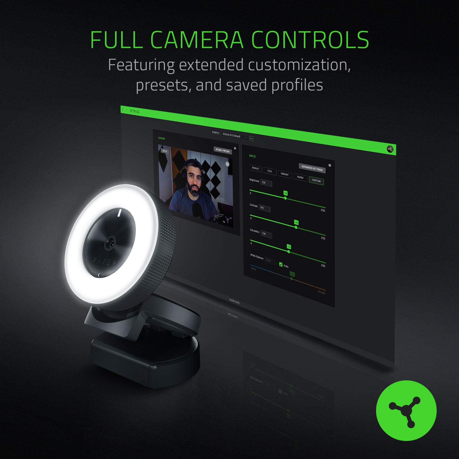 razer-kiyo-streaming-webcam-with-ring-light-1080p-30-fps image 2