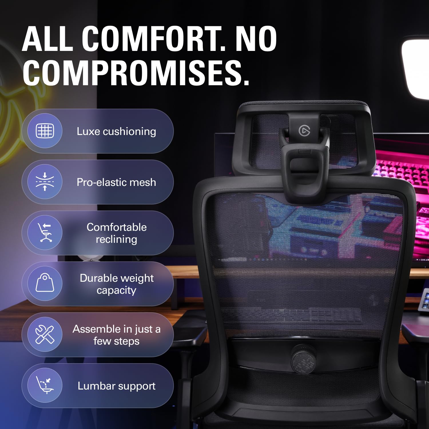 elgato-embrace-ergonomic-studio-chair-mesh-back-waterfall-edge-seat-4d-armrests- image 2