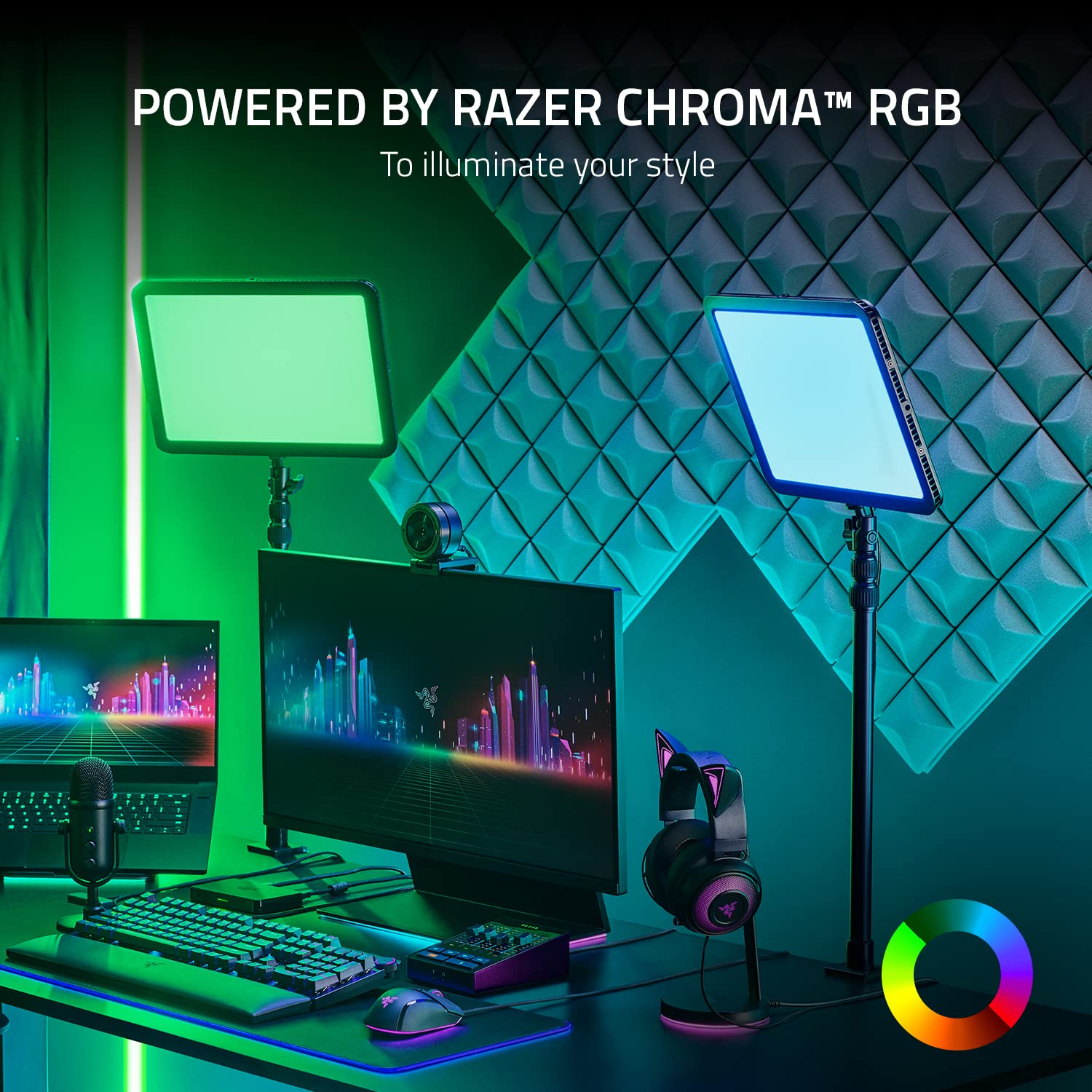 razer-key-light-chroma-professional-rgb-streaming-light-with-2800-lumens-clamp-m image 2