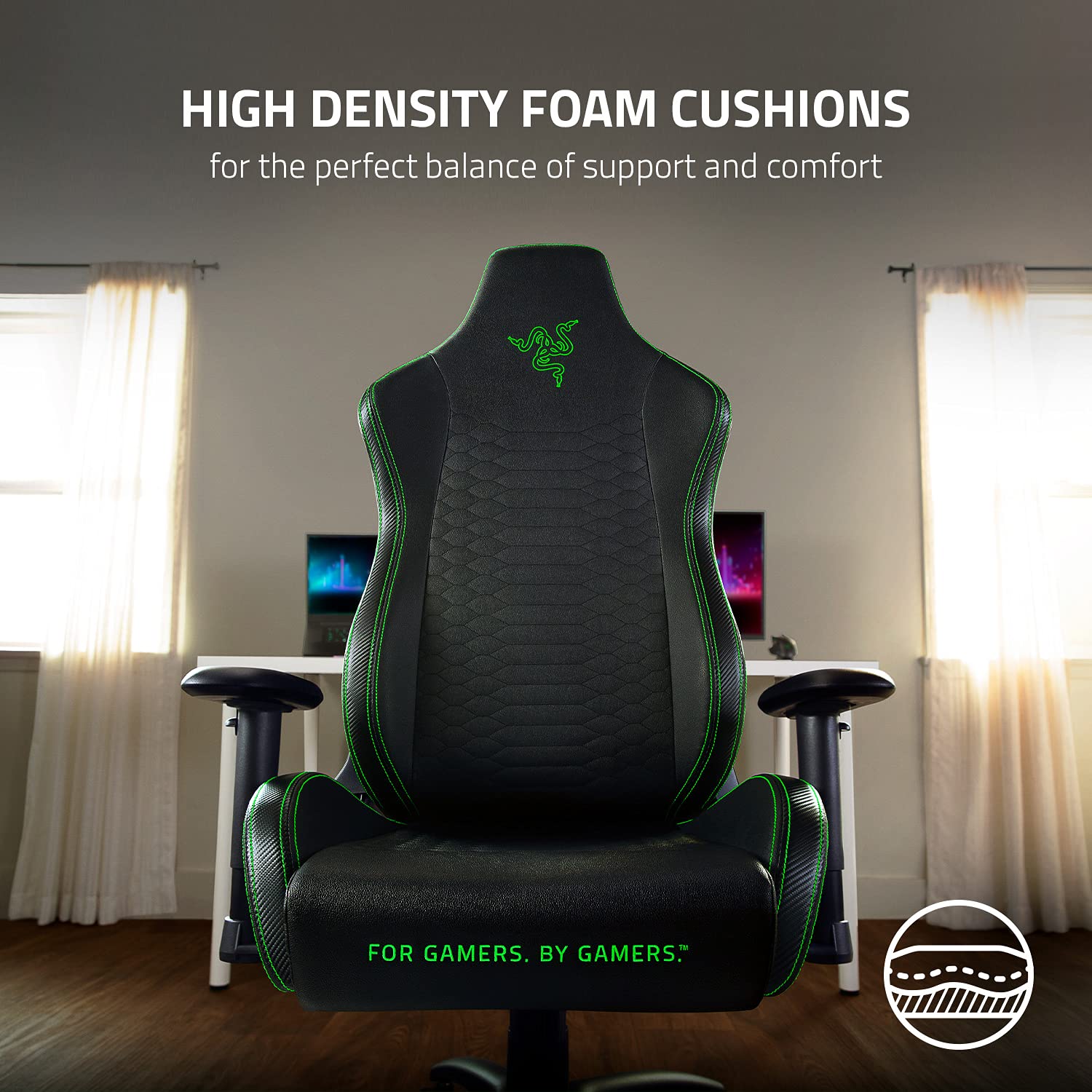 razer-iskur-x-ergonomic-gaming-chair-black-green-with-high-density-foam-cushions image 6