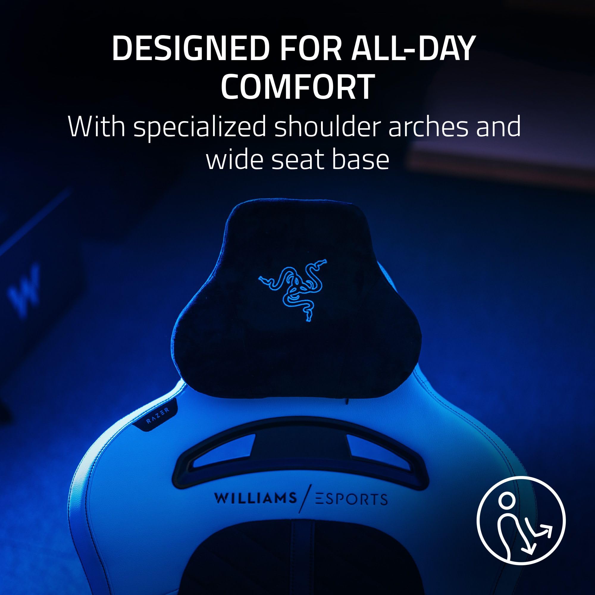 razer-enki-pro-williams-esports-edition-gaming-chair-alcantara-upholstery-dual-d image 3