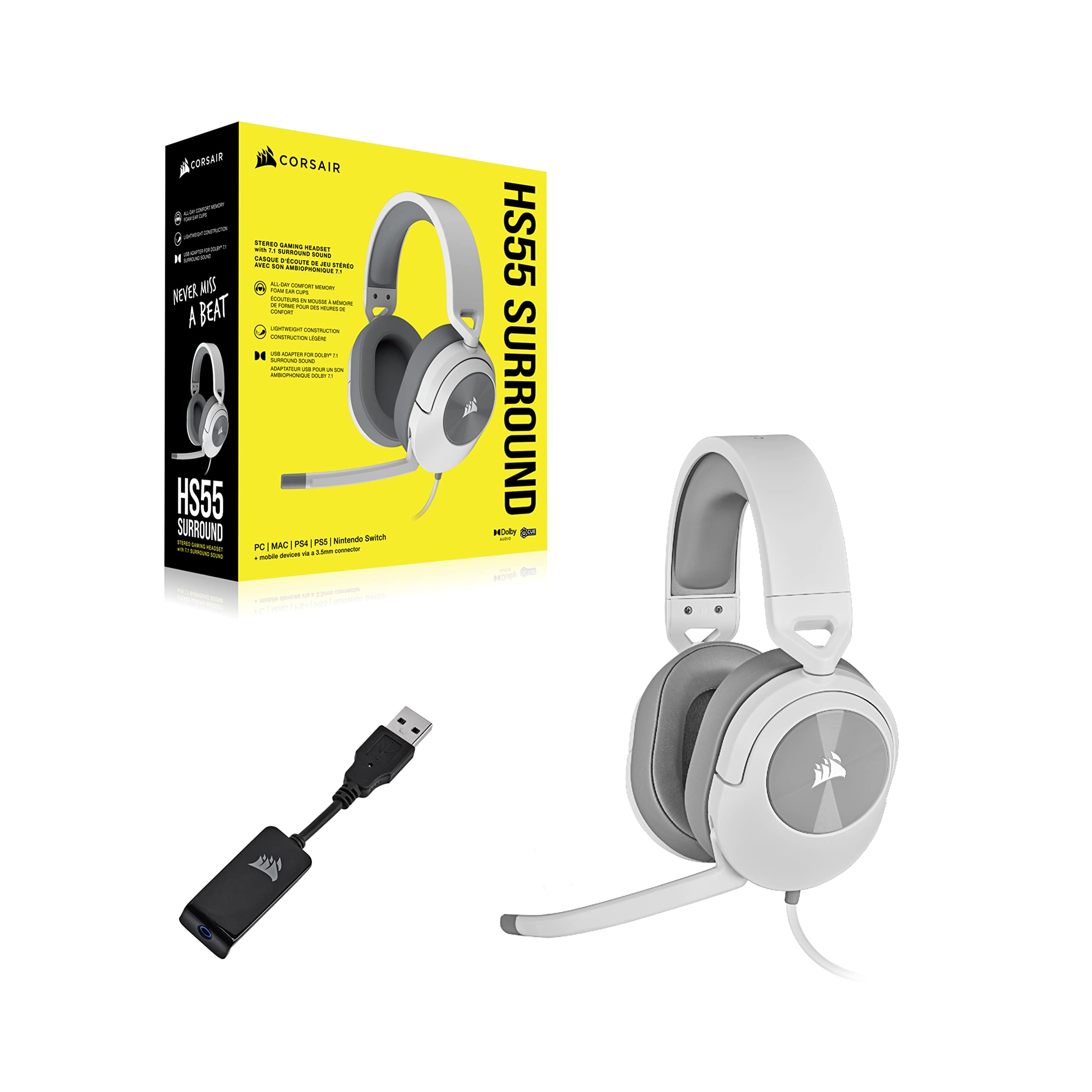 corsair-hs55-surround-v2-gaming-headset-dolby-atmos-lightweight-246g-multiplatfo image 7