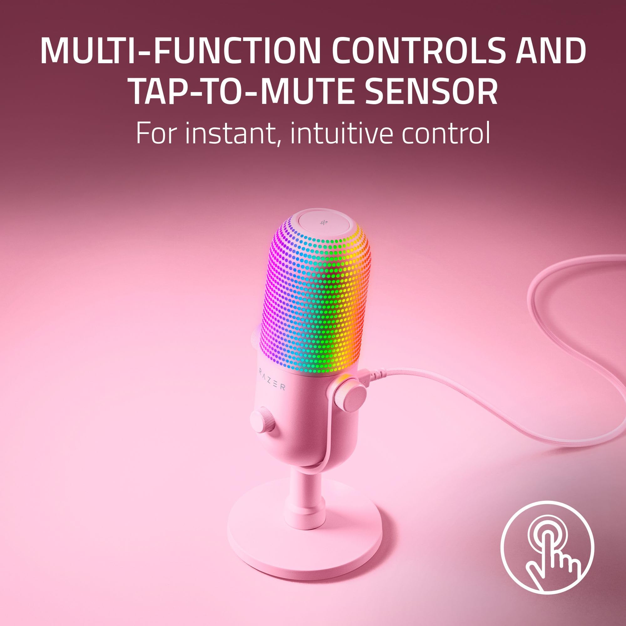 razer-seiren-v3-chroma-32-bit-dsp-usb-c-microphone-for-pc-quartz-pink-ai-audio-p image 6