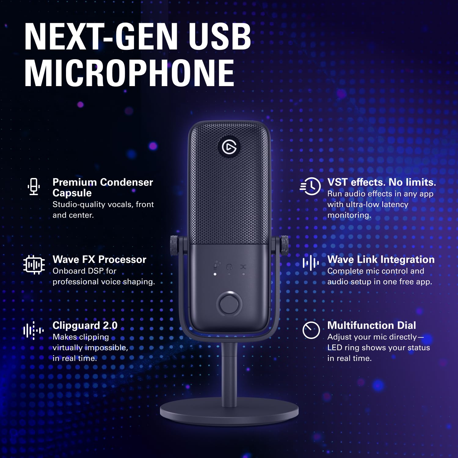 elgato-wave-3-mk-2-usb-condenser-microphone-with-clipguard-2-0-dsp-effects-and-w image 2