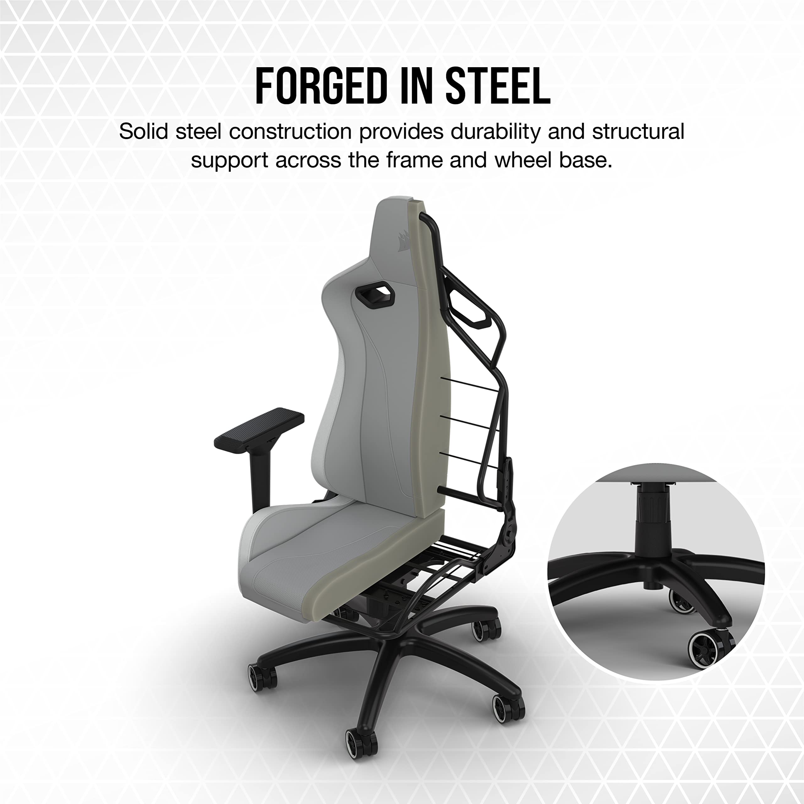 corsair-tc200-leatherette-gaming-chair-standard-fit-light-gray-and-white-adjusta image 5