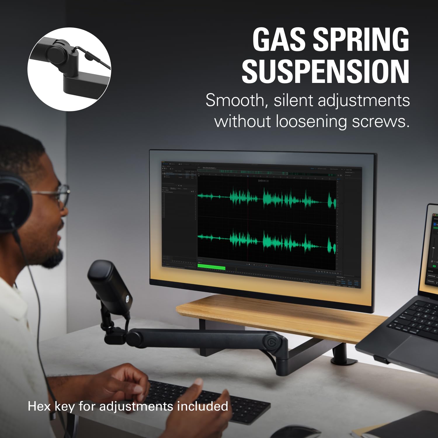 elgato-wave-mic-arm-pro-gas-spring-microphone-arm-supports-up-to-3kg-silent-adju image 5