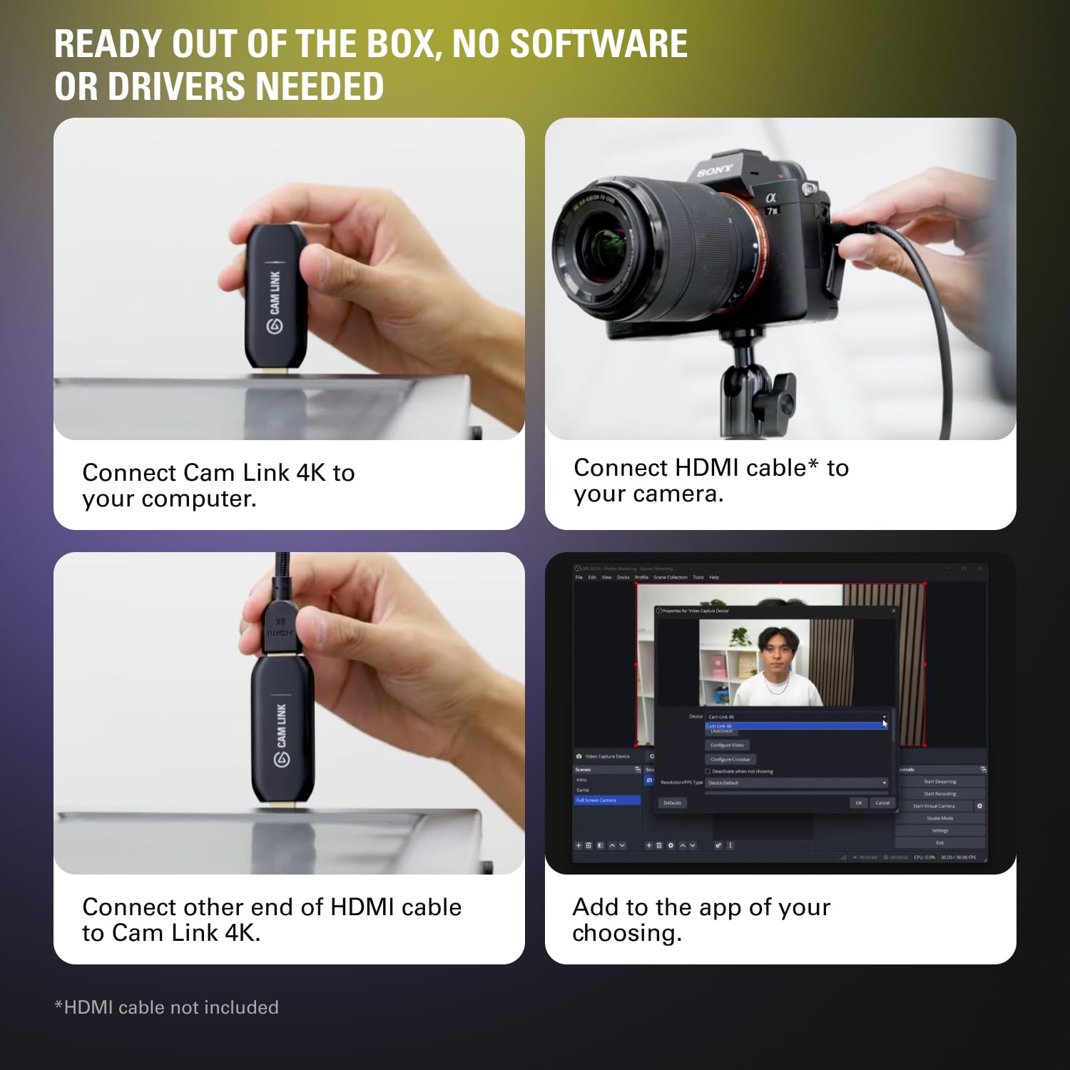 elgato-cam-link-4k-capture-card-hdmi-to-usb-3-0-stream-1080p60-or-4k30-ultra-low image 6