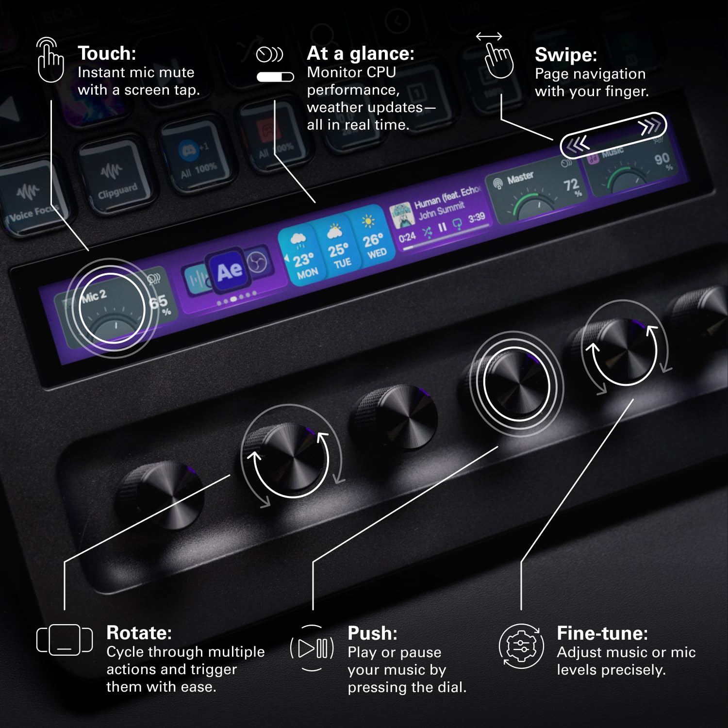 elgato-stream-deck-xl-control-platform-with-36-macro-keys-dials-and-touch-strip image 4