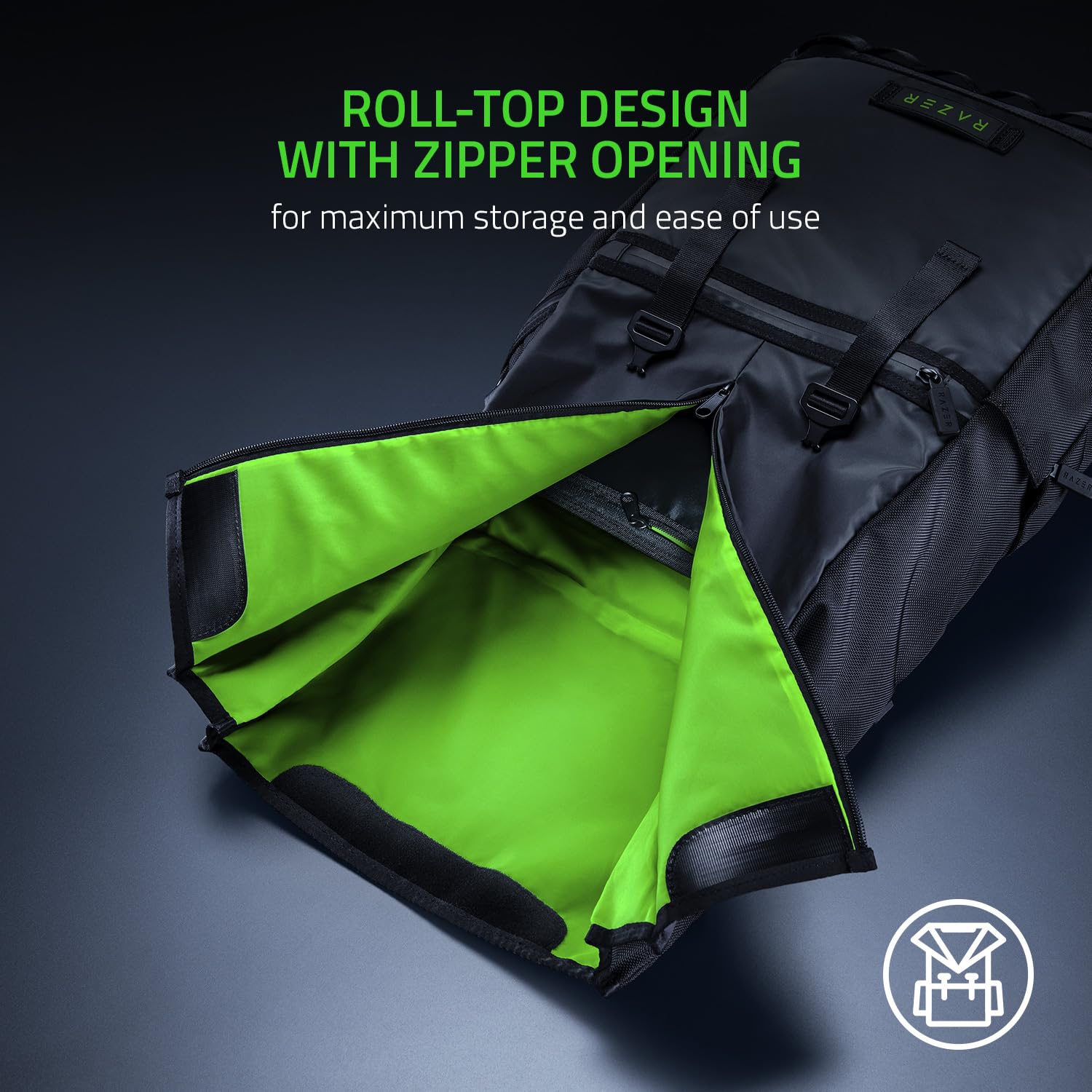 razer-recon-15-rolltop-backpack-water-abrasion-resistant-fits-15-laptops-waterpr image 2