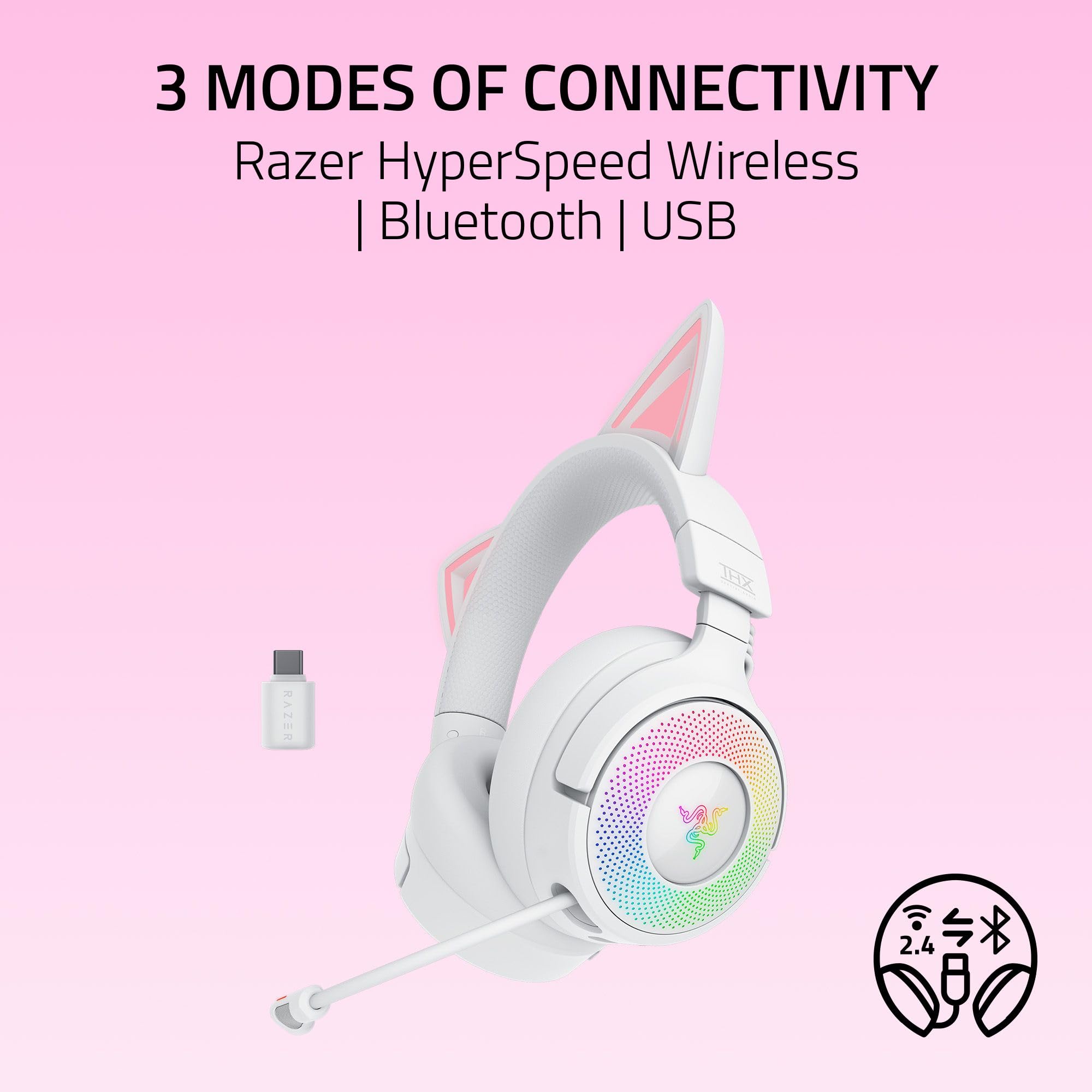 razer-kraken-kitty-v3-pro-wireless-rgb-gaming-headset-white image 3