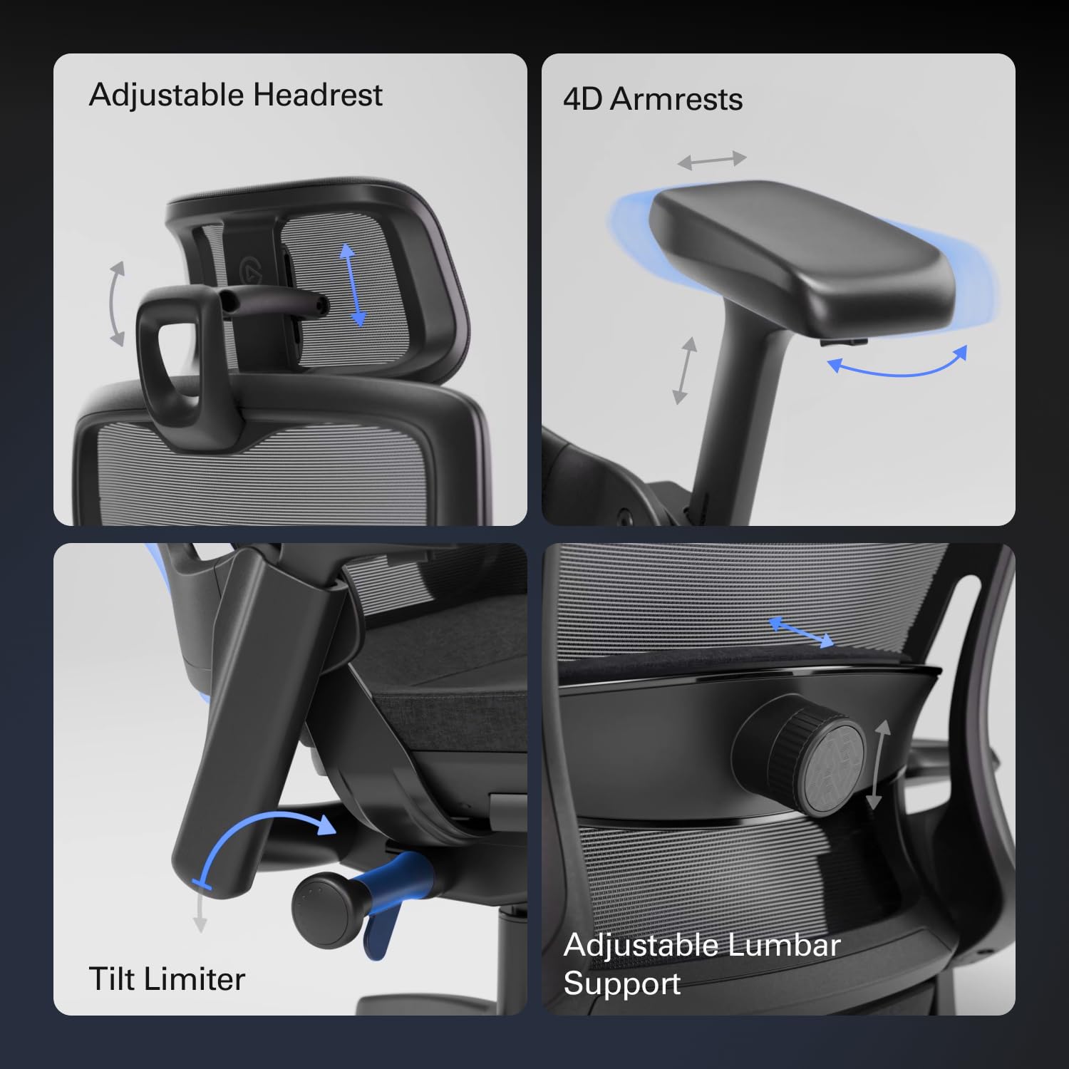 elgato-embrace-ergonomic-studio-chair-mesh-back-waterfall-edge-seat-4d-armrests- image 4