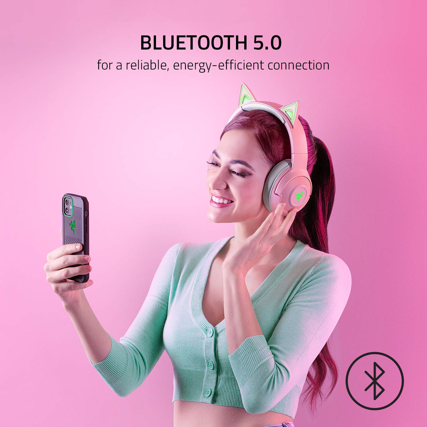 razer-kraken-bt-kitty-edition-wireless-bluetooth-headset-40ms-low-latency-custom image 3