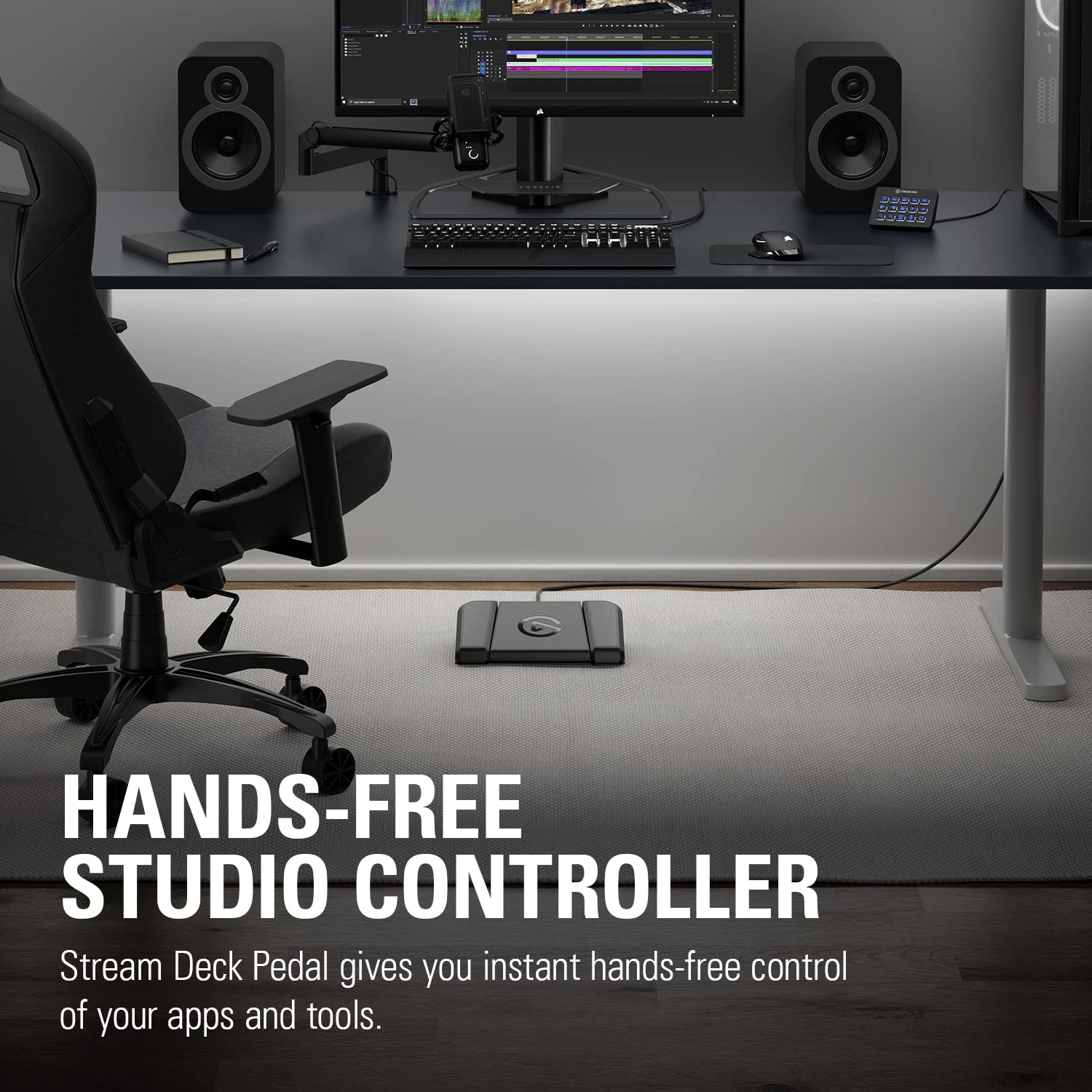 elgato-stream-deck-pedal-3-hands-free-macro-footswitches-with-interchangeable-sp image 2
