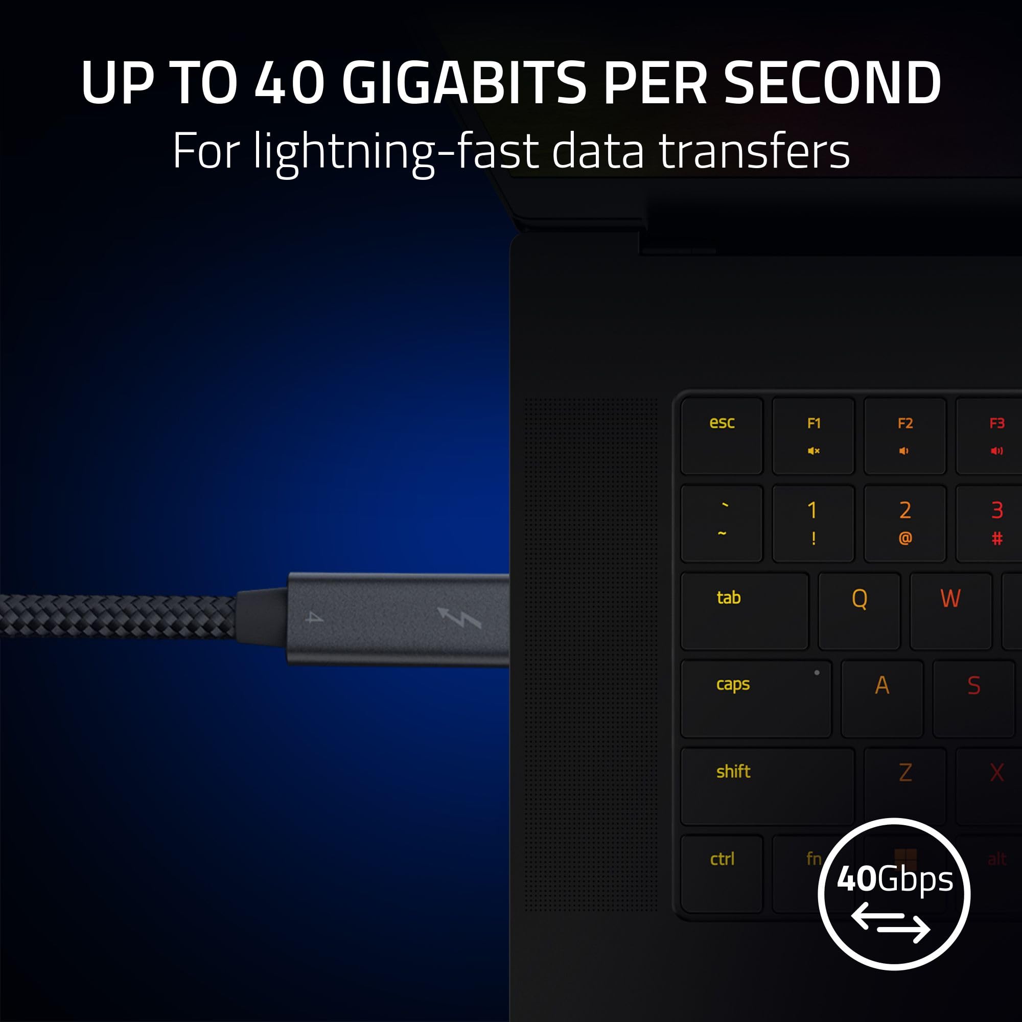 razer-thunderbolt-4-cable-0-8m-2-5ft-intel-certified-40gbps-8k-100w-pd-usb-c image 2