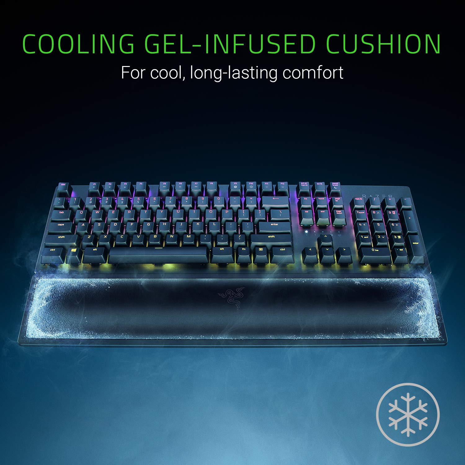 razer-ergonomic-wrist-rest-pro-for-full-sized-keyboards-cooling-gel-infused-memo image 2