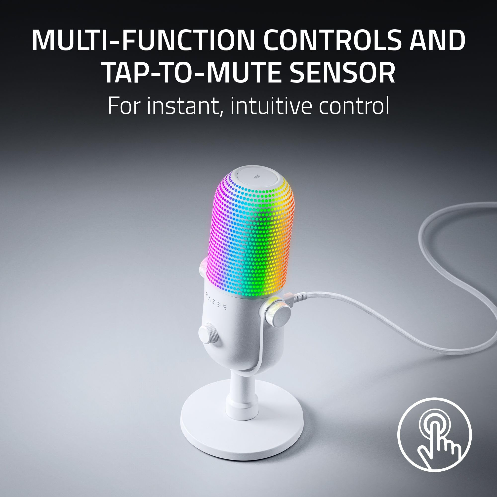 razer-seiren-v3-chroma-32-bit-dsp-usb-c-microphone-for-pc-white-ai-audio-process image 6