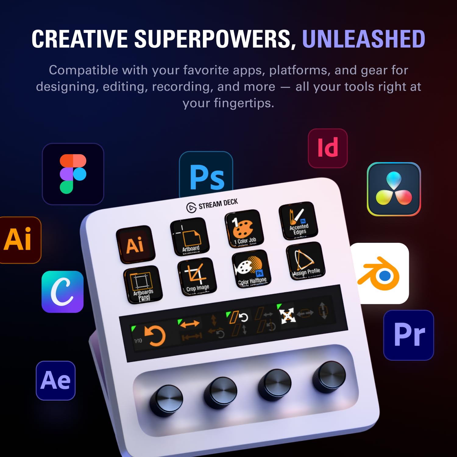 elgato-stream-deck-white-audio-mixer-and-studio-controller-with-lcd-keys-dials-a image 2