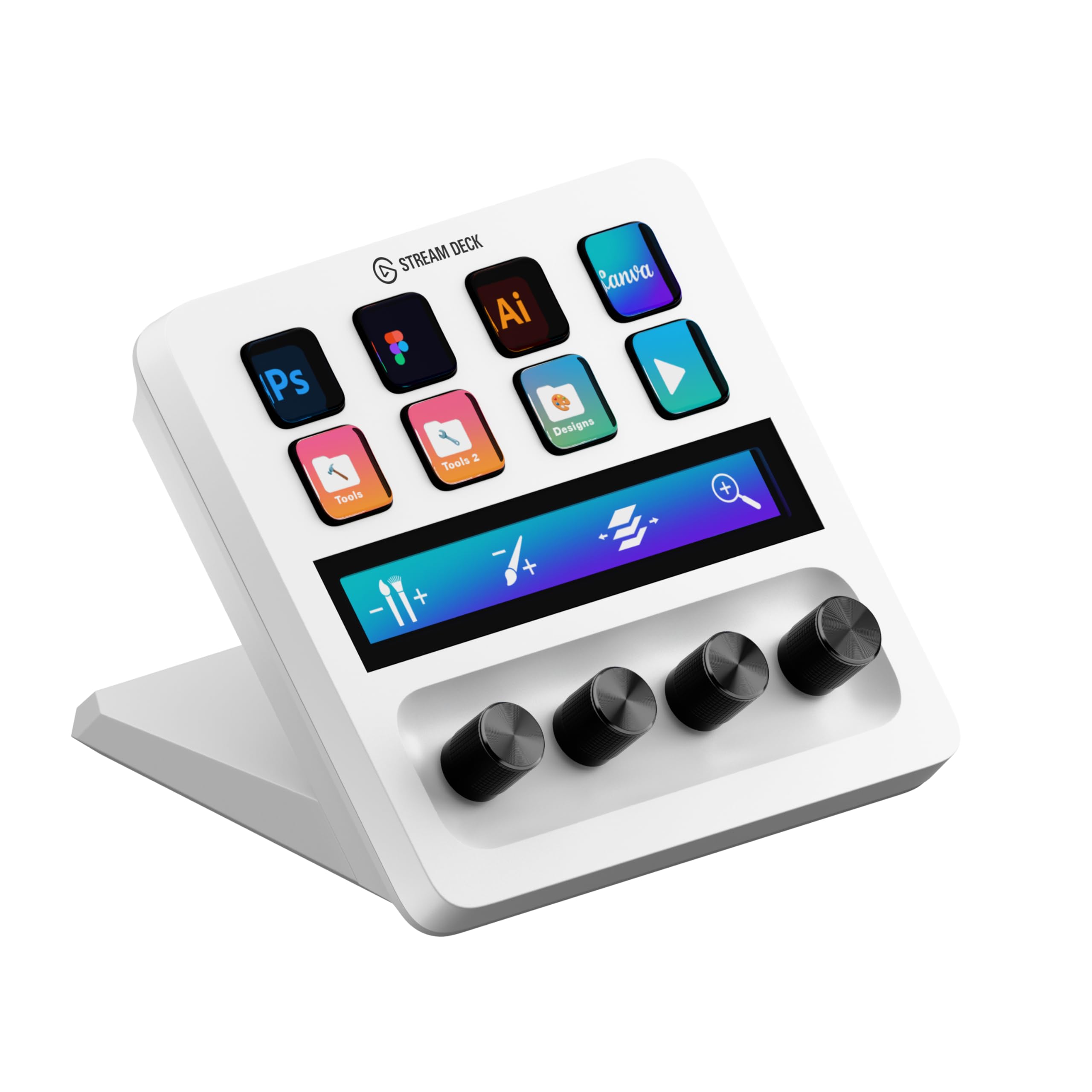 elgato-stream-deck-white-audio-mixer-and-studio-controller-with-lcd-keys-dials-a image 1