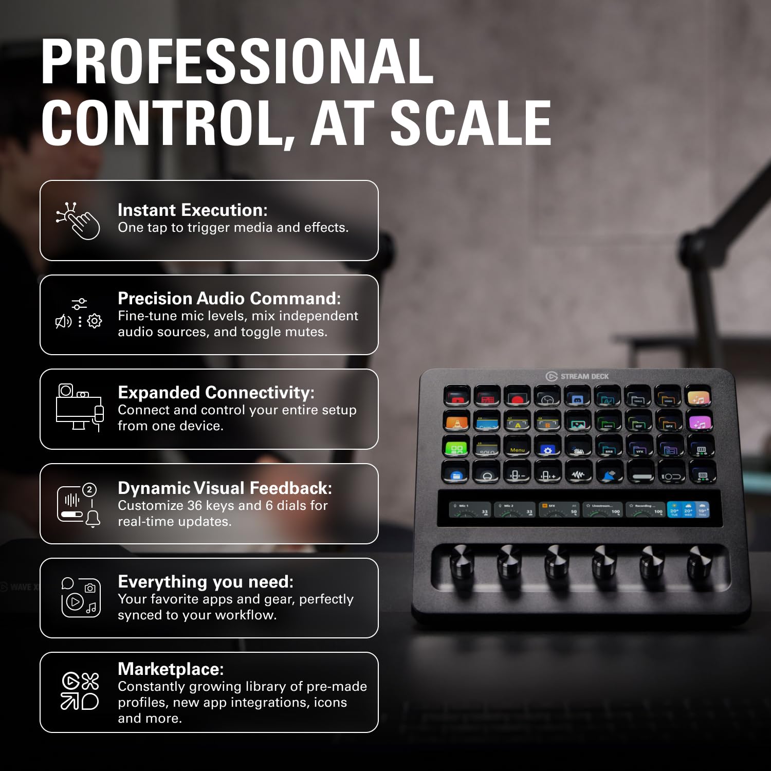 elgato-stream-deck-xl-control-platform-with-36-macro-keys-dials-and-touch-strip image 2
