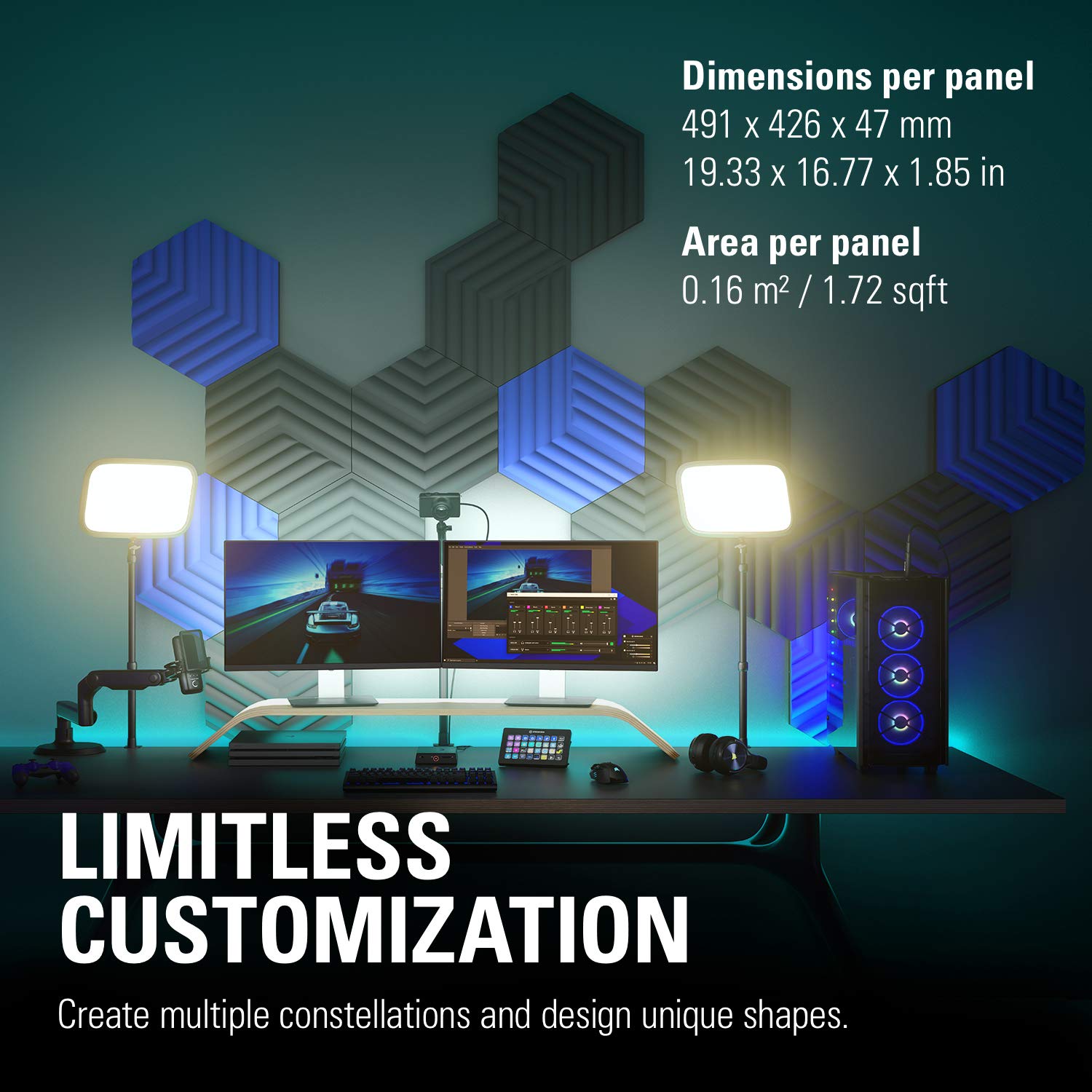 elgato-wave-panels-extension-set-black-2-acoustic-foam-panels-with-easyclick-fra image 7
