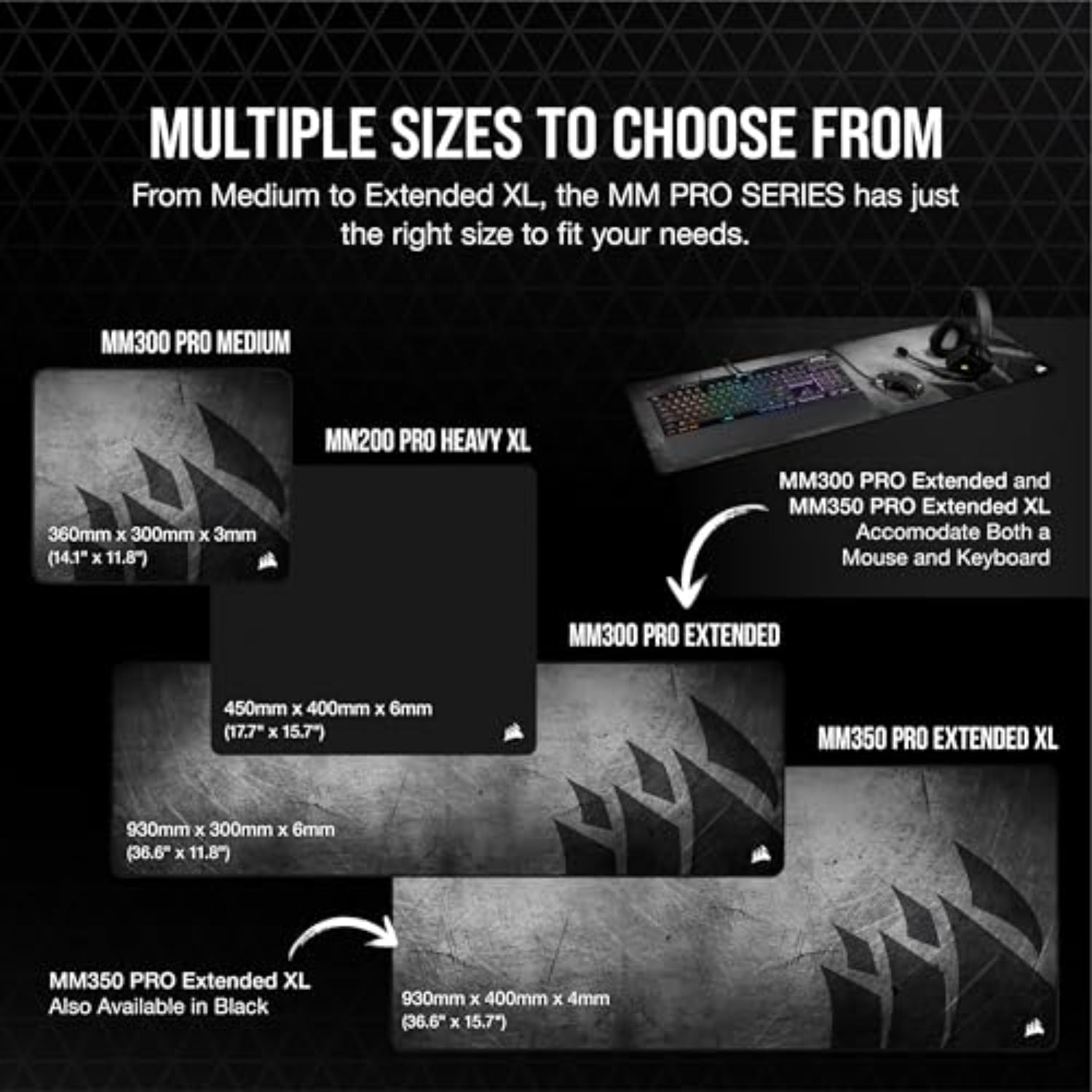 corsair-mm300-pro-premium-spill-proof-cloth-gaming-mouse-pad-extended-930mm-x-30 image 7