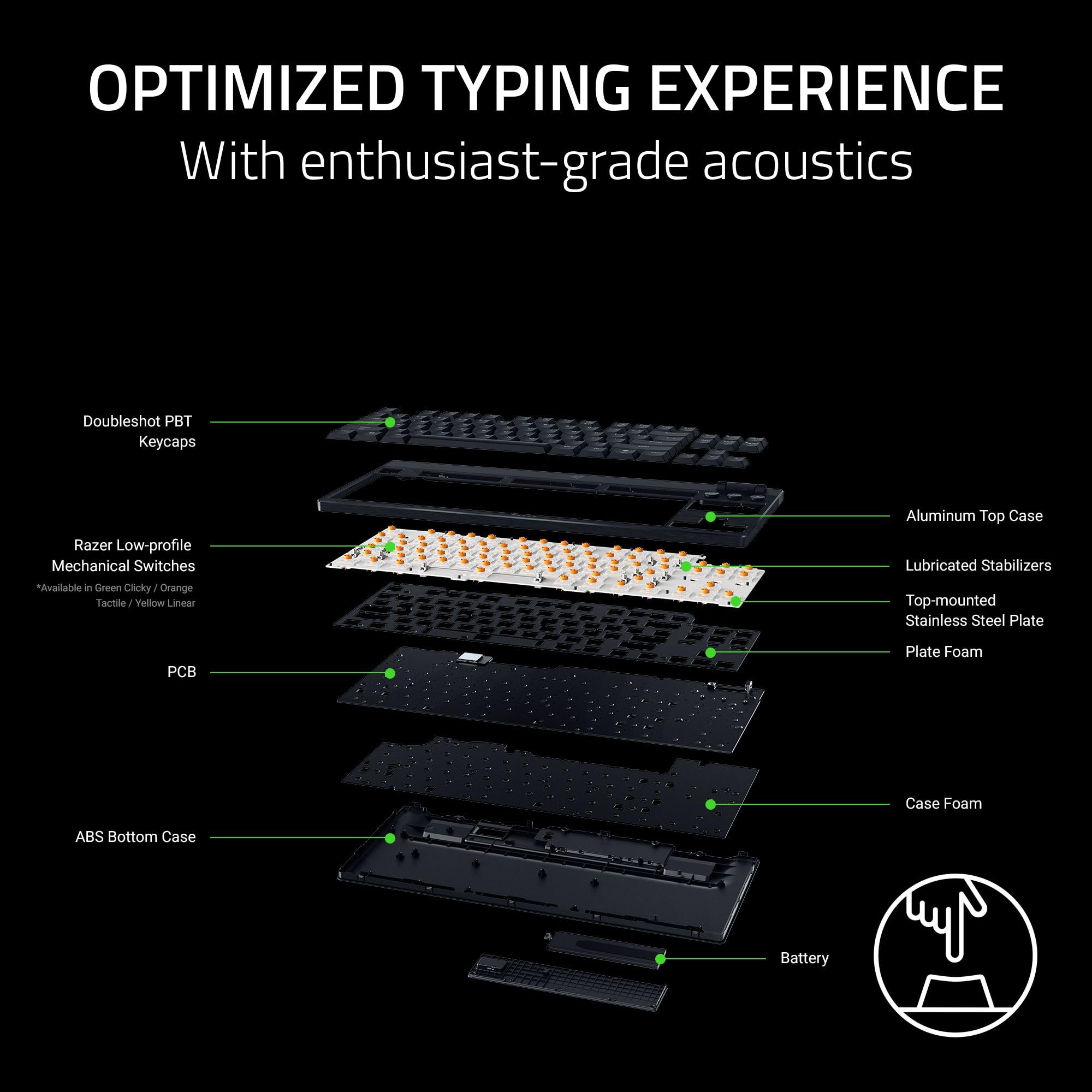 razer-blackwidow-v4-low-profile-tkl-hyperspeed-wireless-gaming-keyboard-green-sw image 6