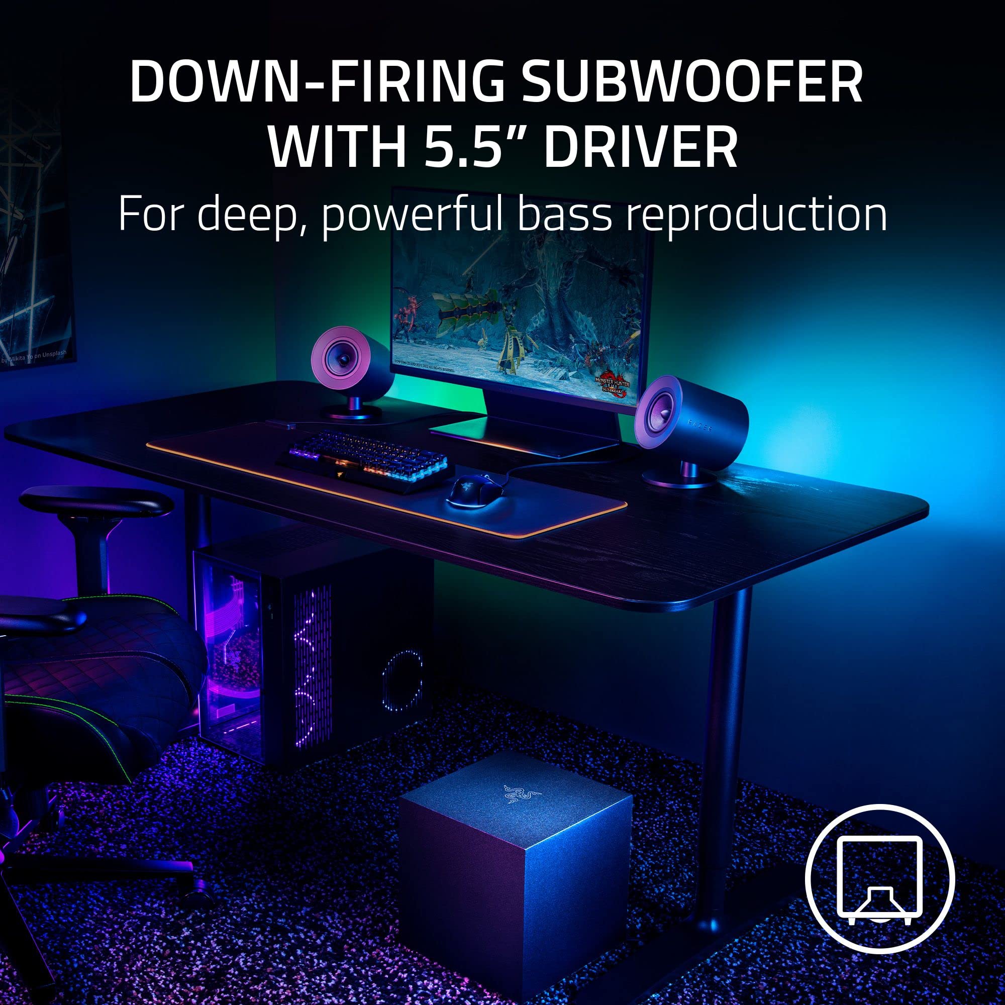 razer-nommo-v2-full-range-2-1-pc-gaming-speakers-with-wireless-subwoofer-thx-spa image 3