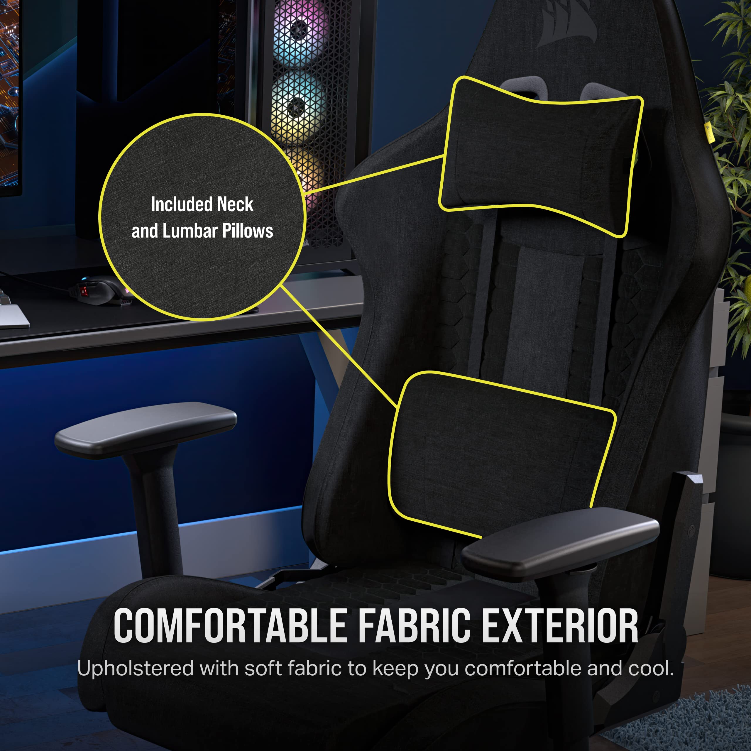 corsair-tc100-relaxed-gaming-chair-fabric-racing-inspired-wider-seat-lumbar-memo image 3