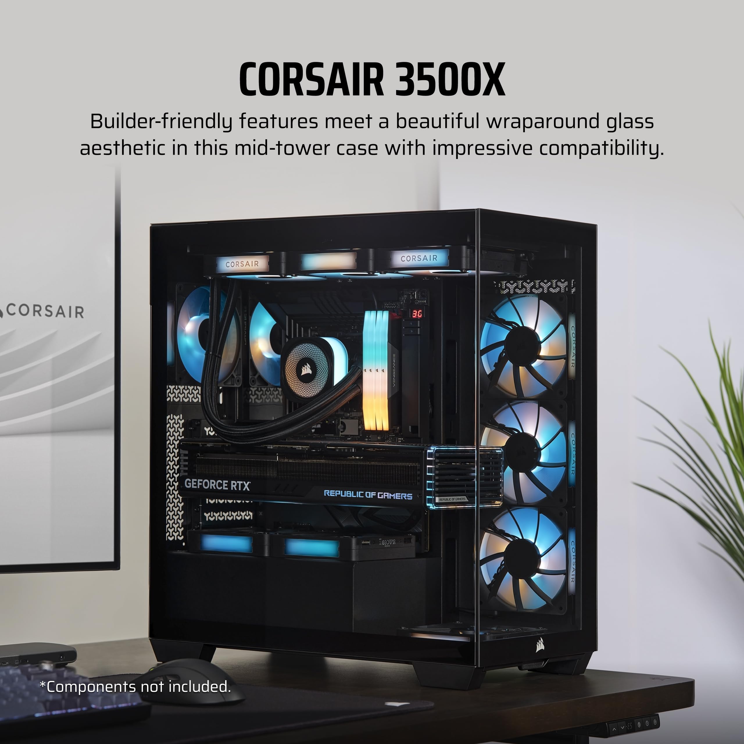 corsair-3500x-mid-tower-atx-pc-case-with-panoramic-tempered-glass-reverse-connec image 2