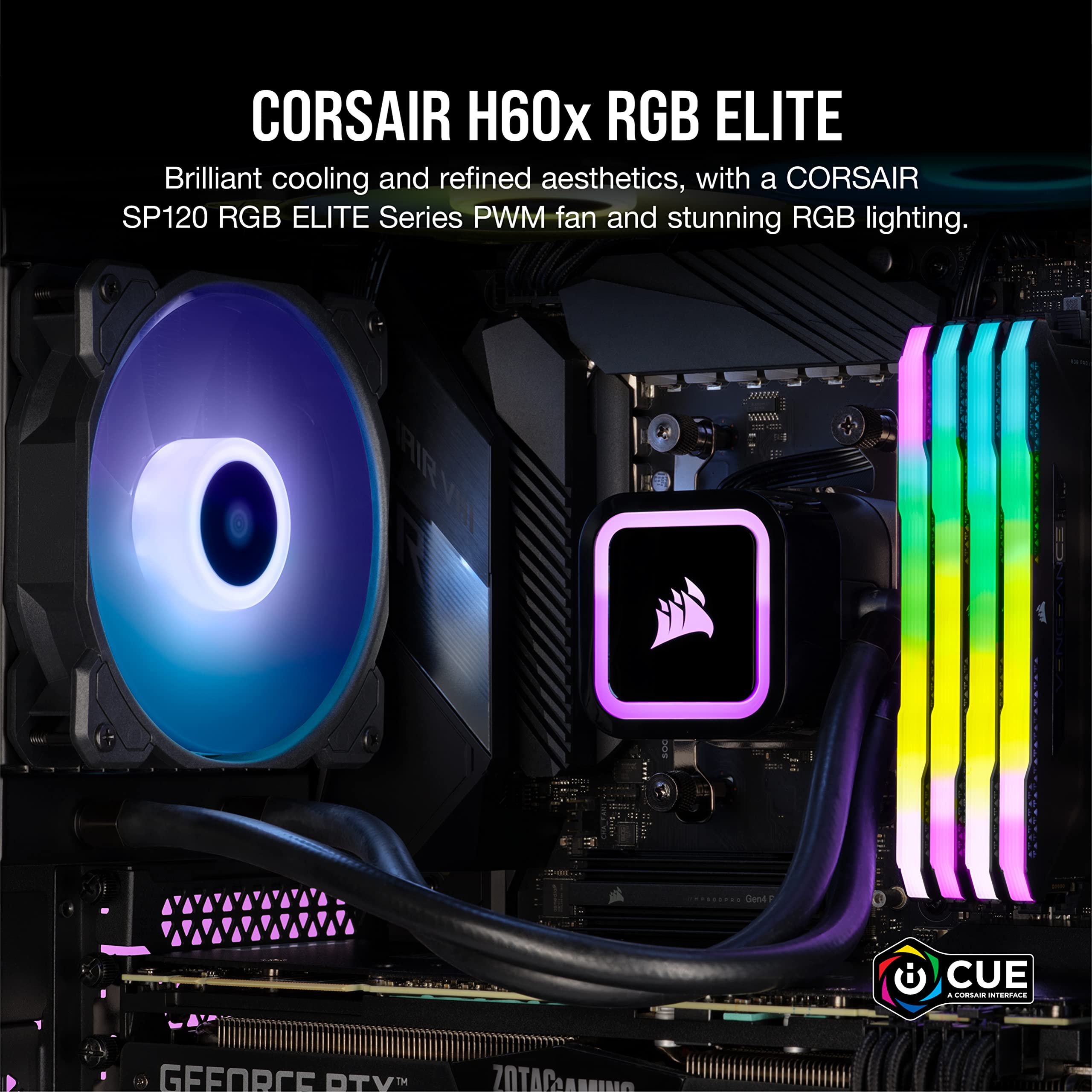 corsair-h60x-rgb-elite-liquid-cpu-cooler-120mm-radiator-sp120-rgb-elite-pwm-fan- image 2