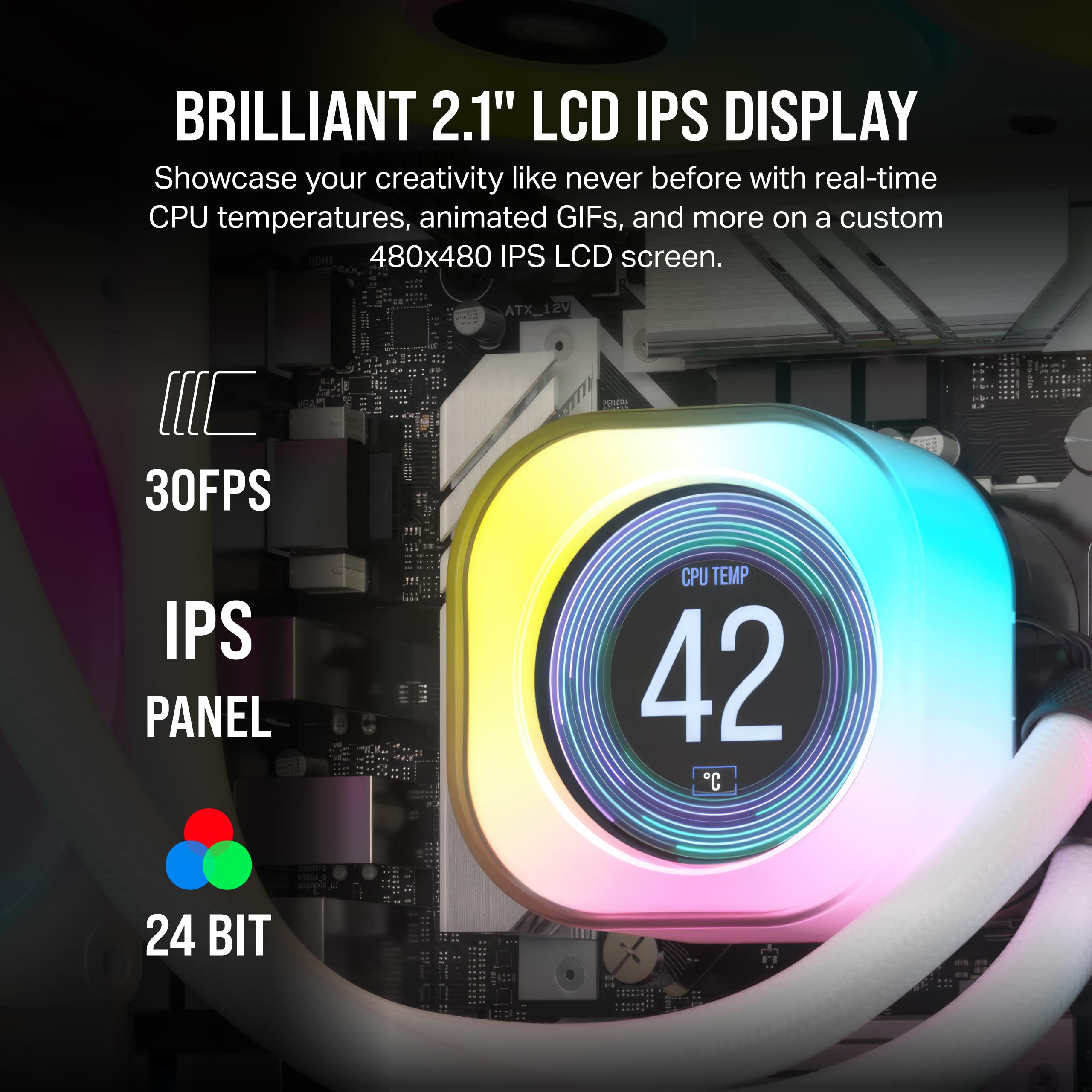 corsair-icue-link-h150i-lcd-liquid-cpu-cooler-360mm-aio-white image 4