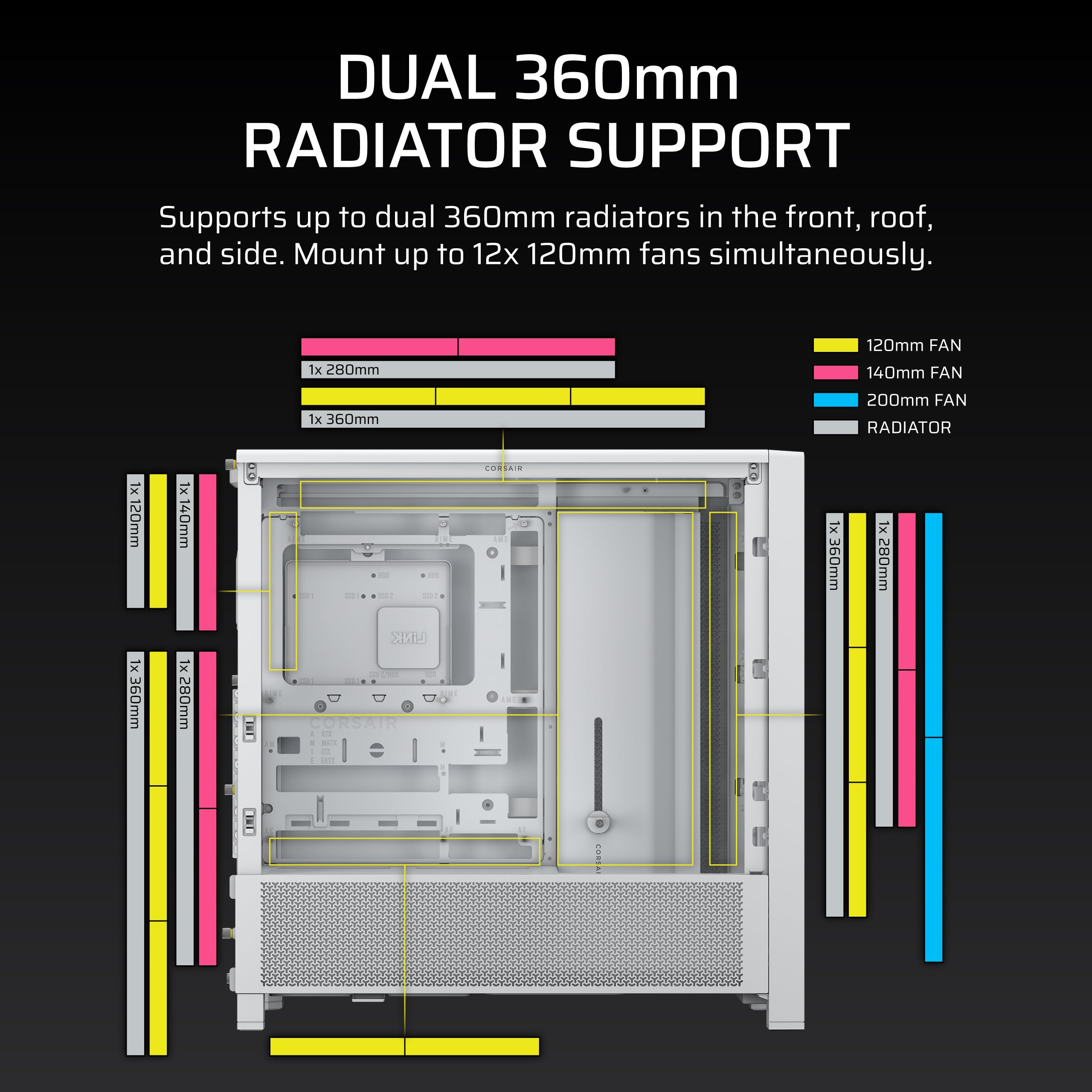 corsair-4000d-frame-modular-mid-tower-pc-case-white-high-airflow-infinirail-moun image 7
