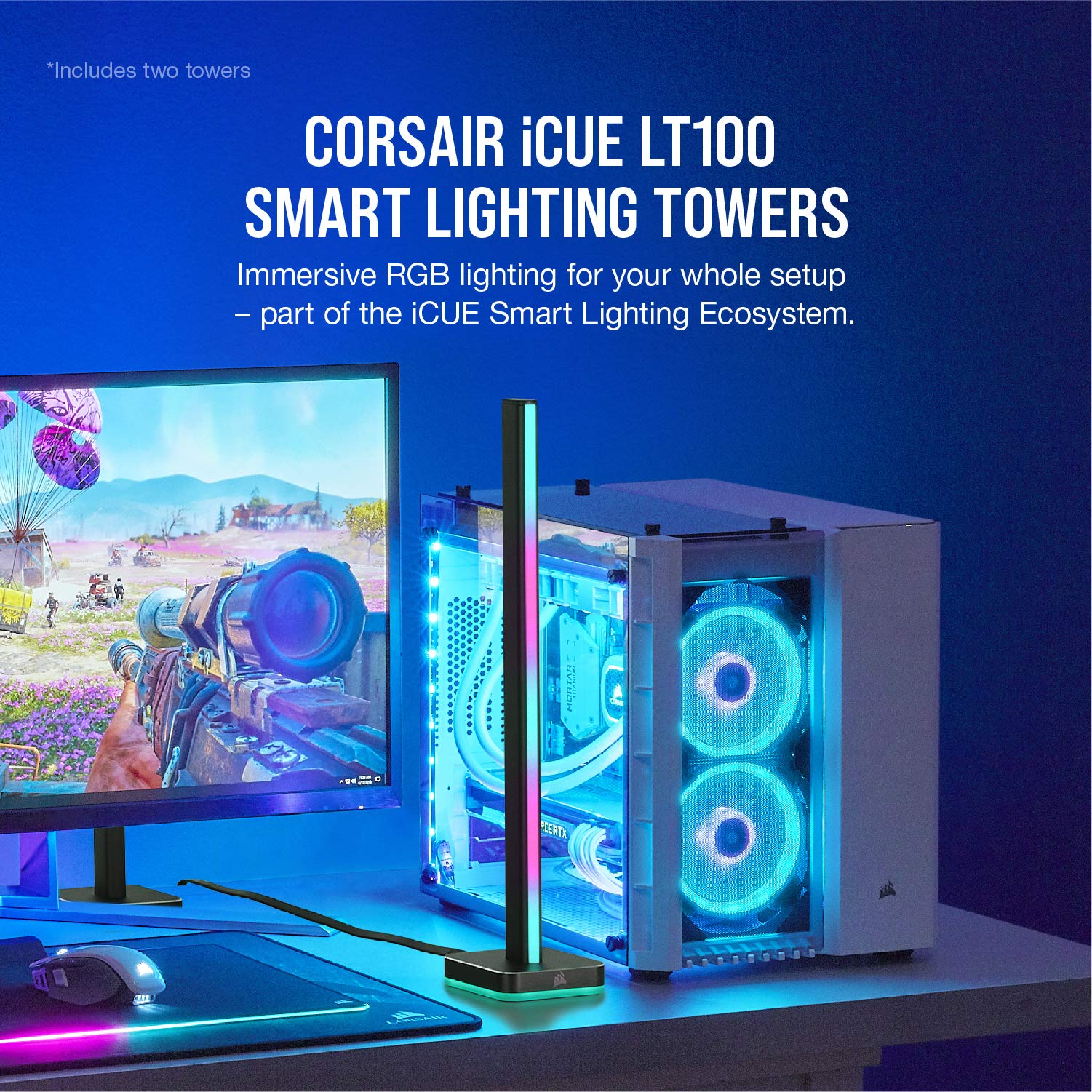corsair-icue-lt100-smart-lighting-tower-starter-kit-ambient-rgb-with-headset-hol image 2
