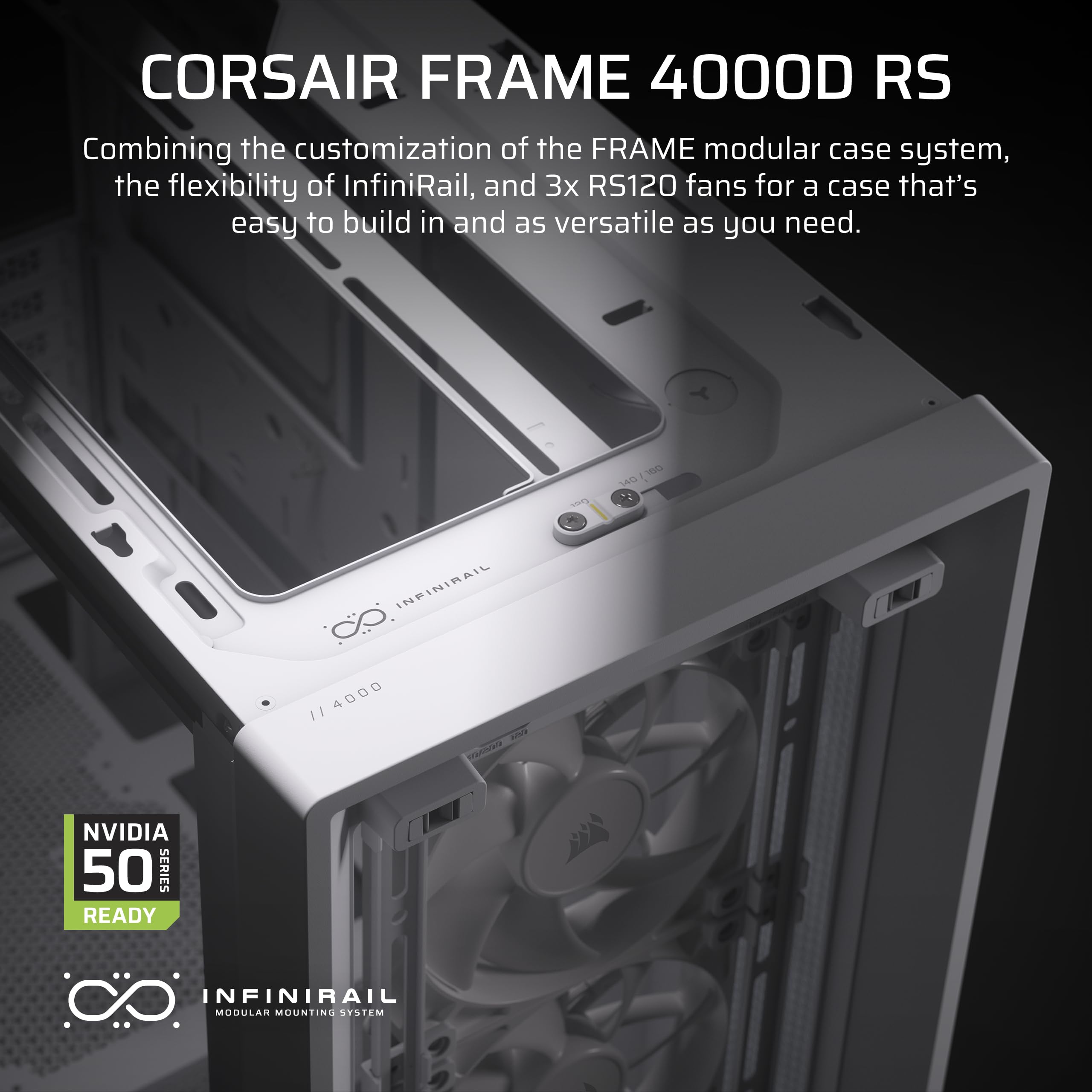 corsair-4000d-rs-frame-modular-high-airflow-mid-tower-pc-case-3x-rs-fans-infinir image 2