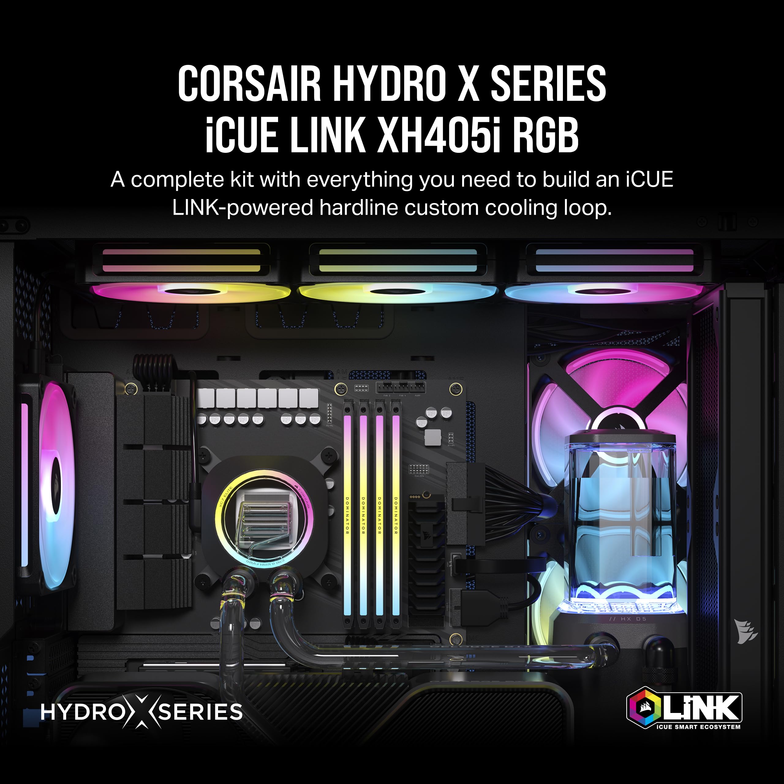 corsair-hydro-x-series-icue-link-xh405i-custom-cooling-kit-hardline-water-coolin image 2