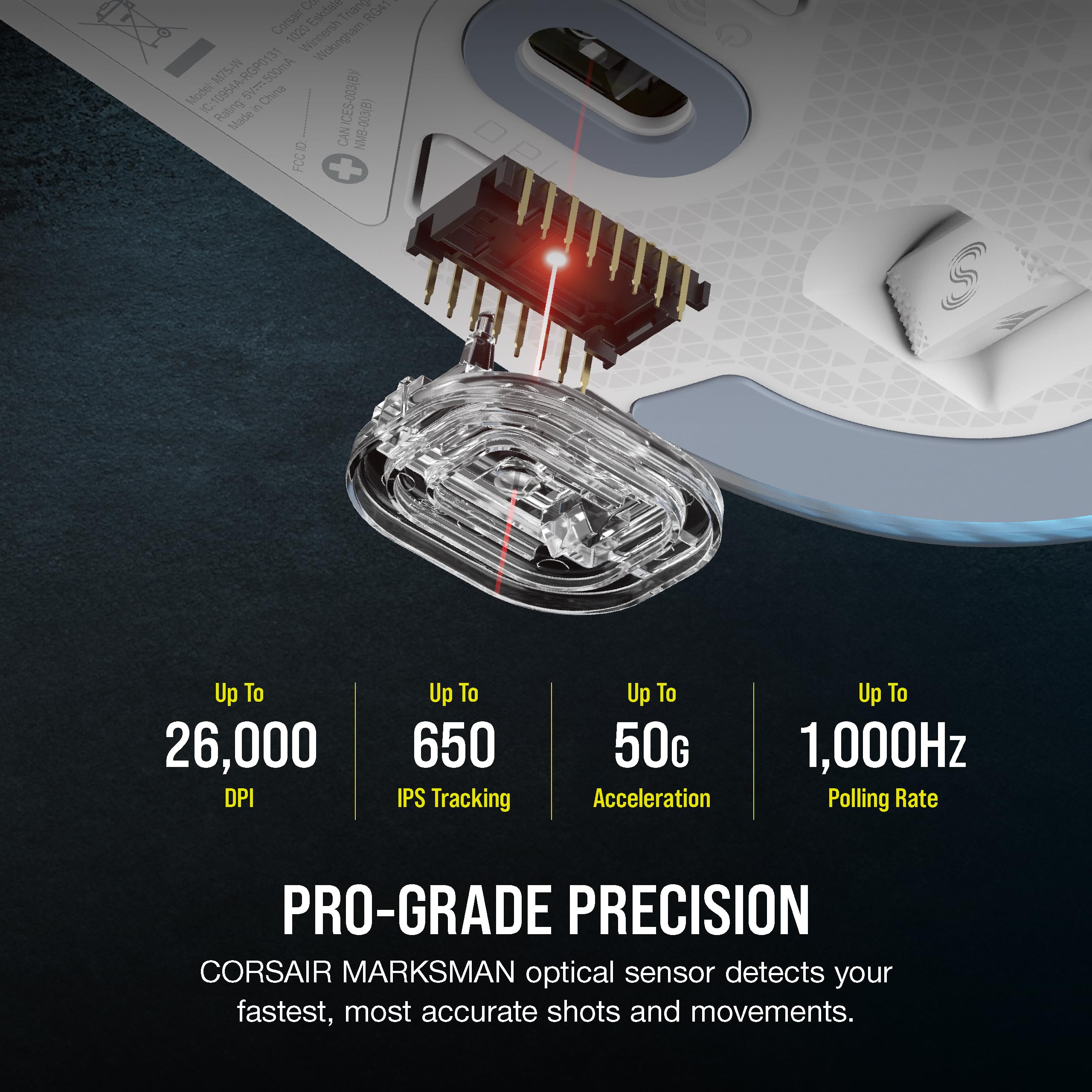 corsair-m75-wireless-rgb-gaming-mouse-26-000-dpi-89g-ambidextrous-swappable-side image 3