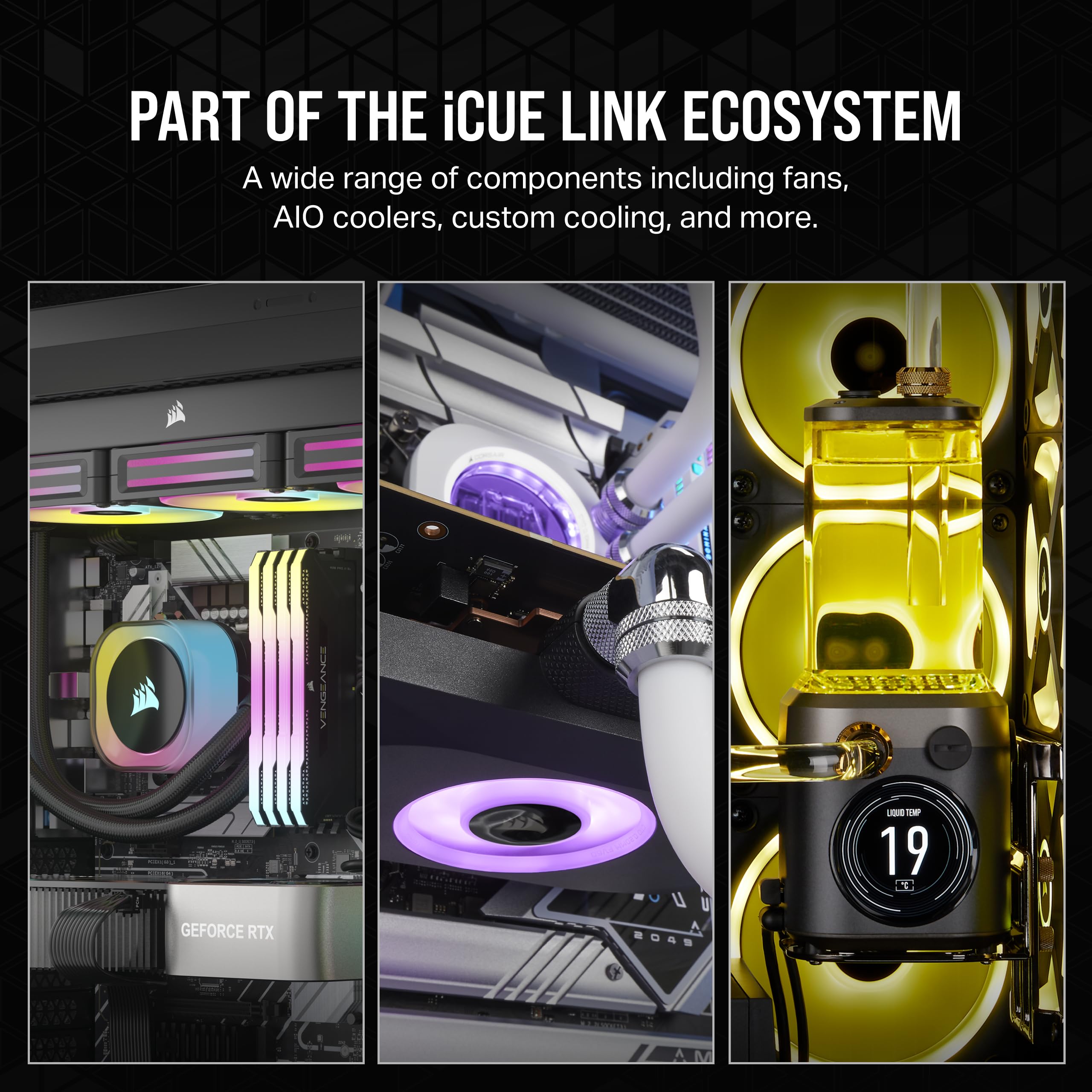 corsair-icue-link-rx120-120mm-pwm-fan-triple-pack-with-system-hub-magnetic-dome- image 7